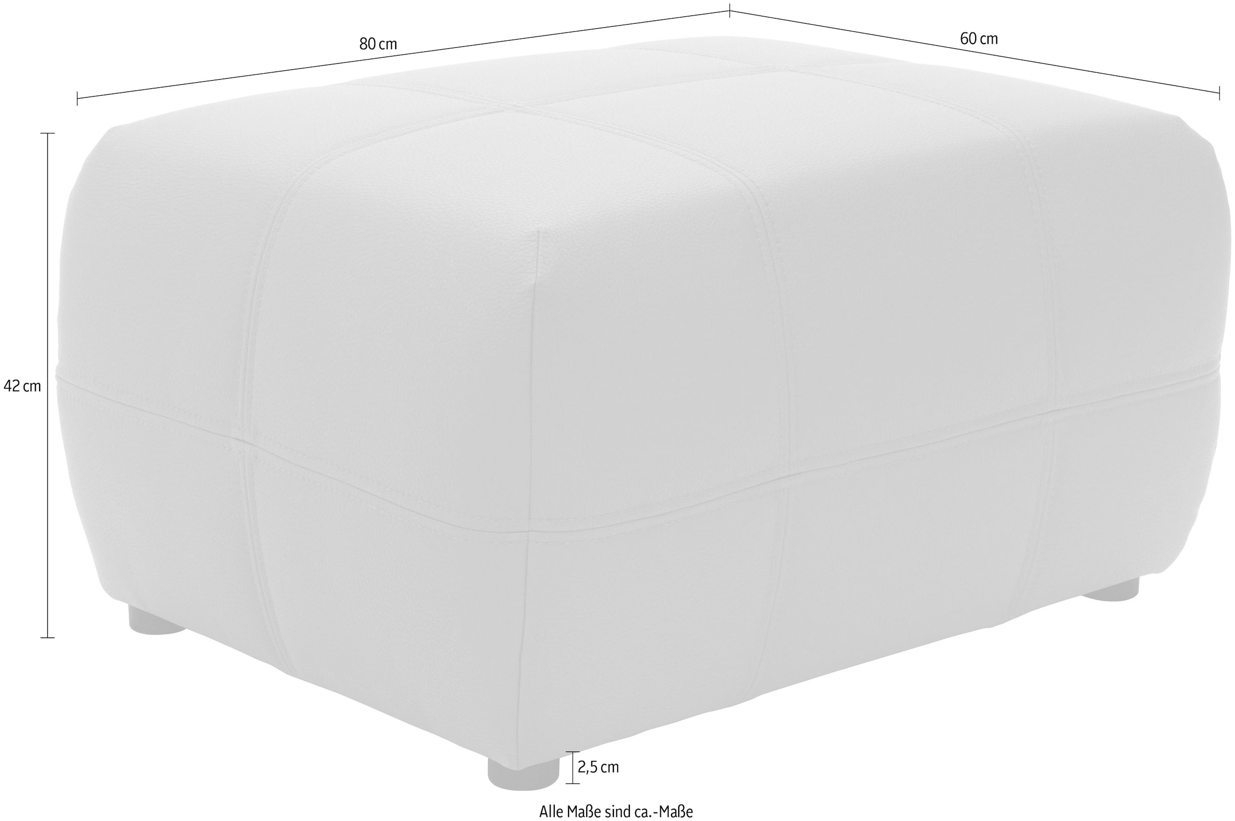 DOMO collection Hocker »Brandon«, kleine Ausführung, passend zu "Brandon" in Leder und Luxus-Kunstleder