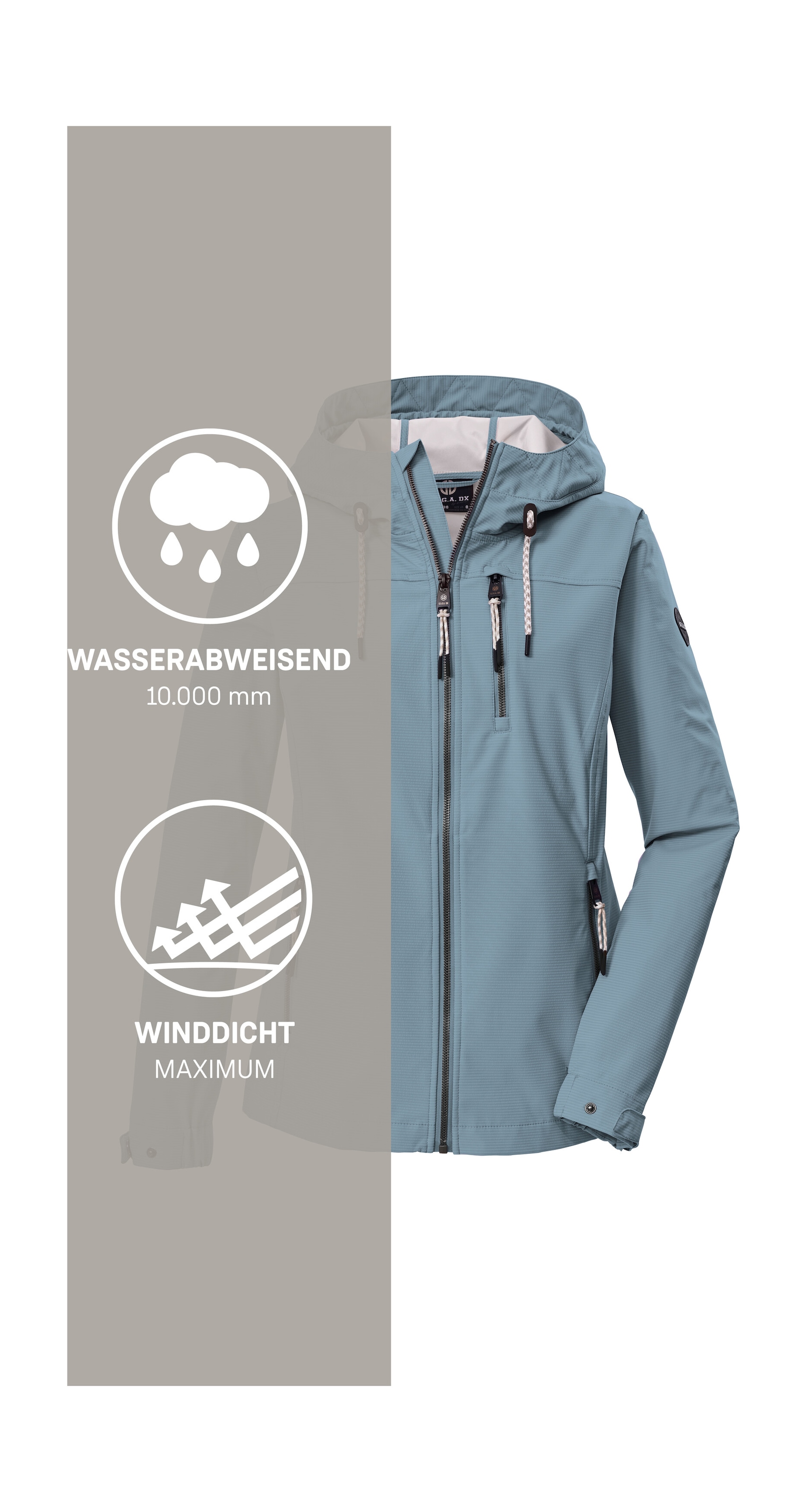 G.I.G.A. DX by killtec Softshelljacke »GS 111 WMN SFTSHLL JCKT« Atmungsaktive, wasserabweisende Damenjacke mit verstellbarer Kapuze