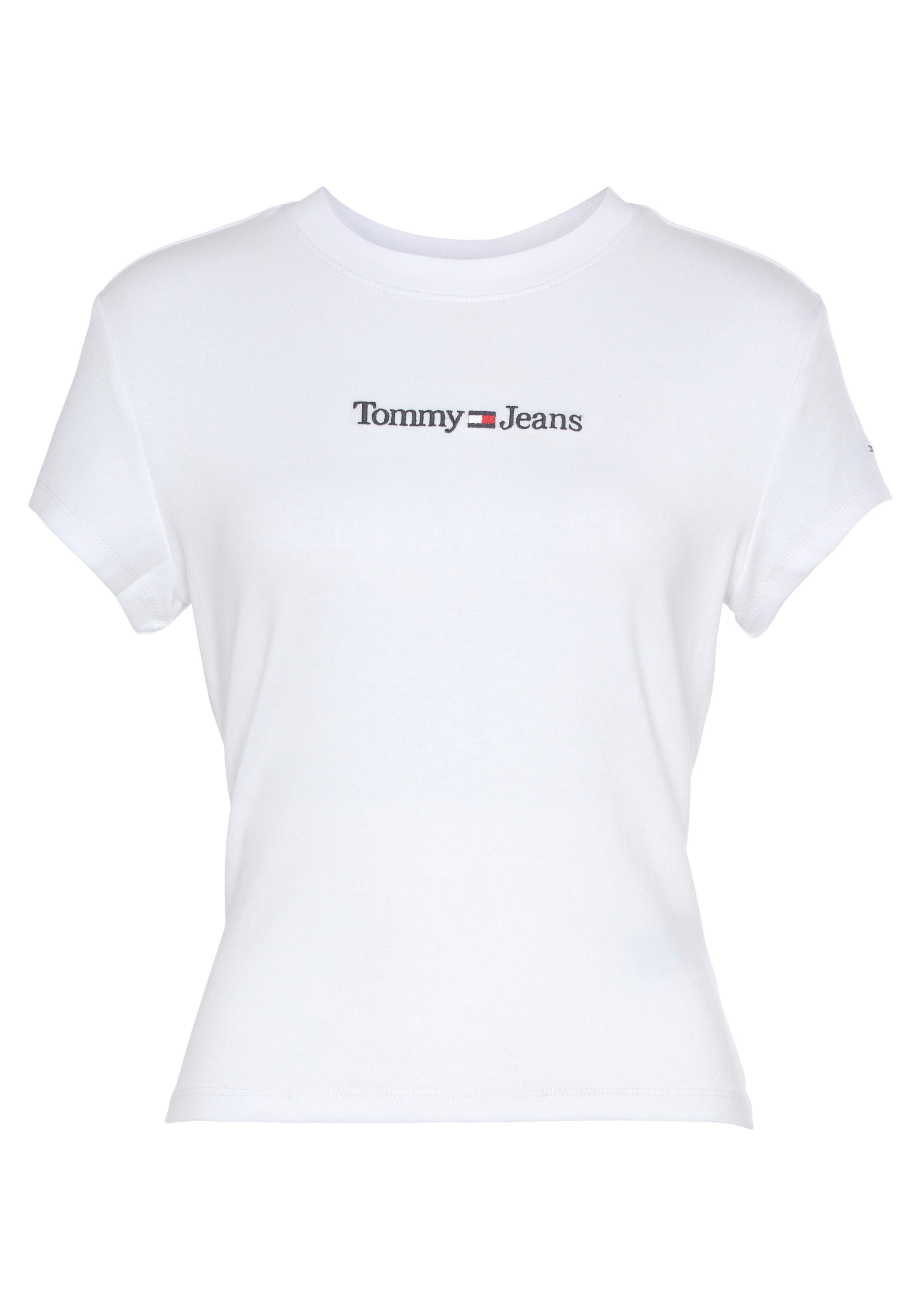 Tommy Jeans Kurzarmshirt dezenten »TJW Tommy Jeans Stickereien bei mit BABY LINEAR SERIF online OTTO SS«
