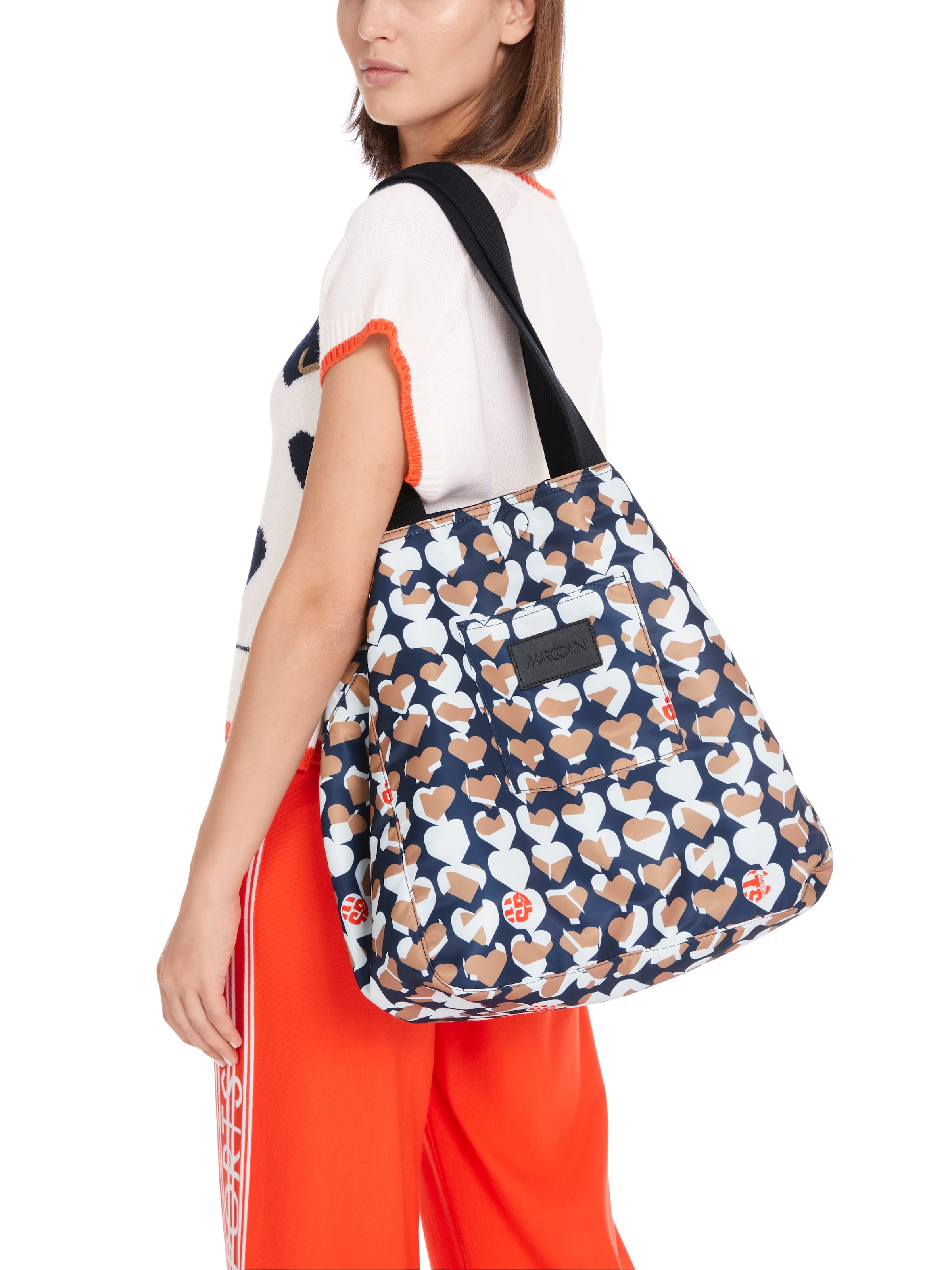 Marc Cain Shopper »"Happy Classics"«, Schultertasche, Sporttasche mit auffälligem Print