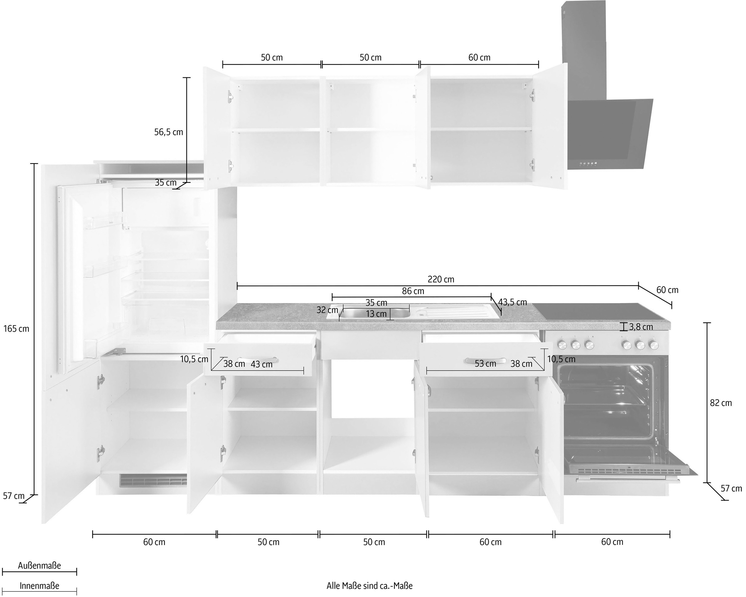 wiho Küchen Küchenzeile »Kansas«, mit E-Geräten, Breite 280 cm bestellen im  OTTO Online Shop