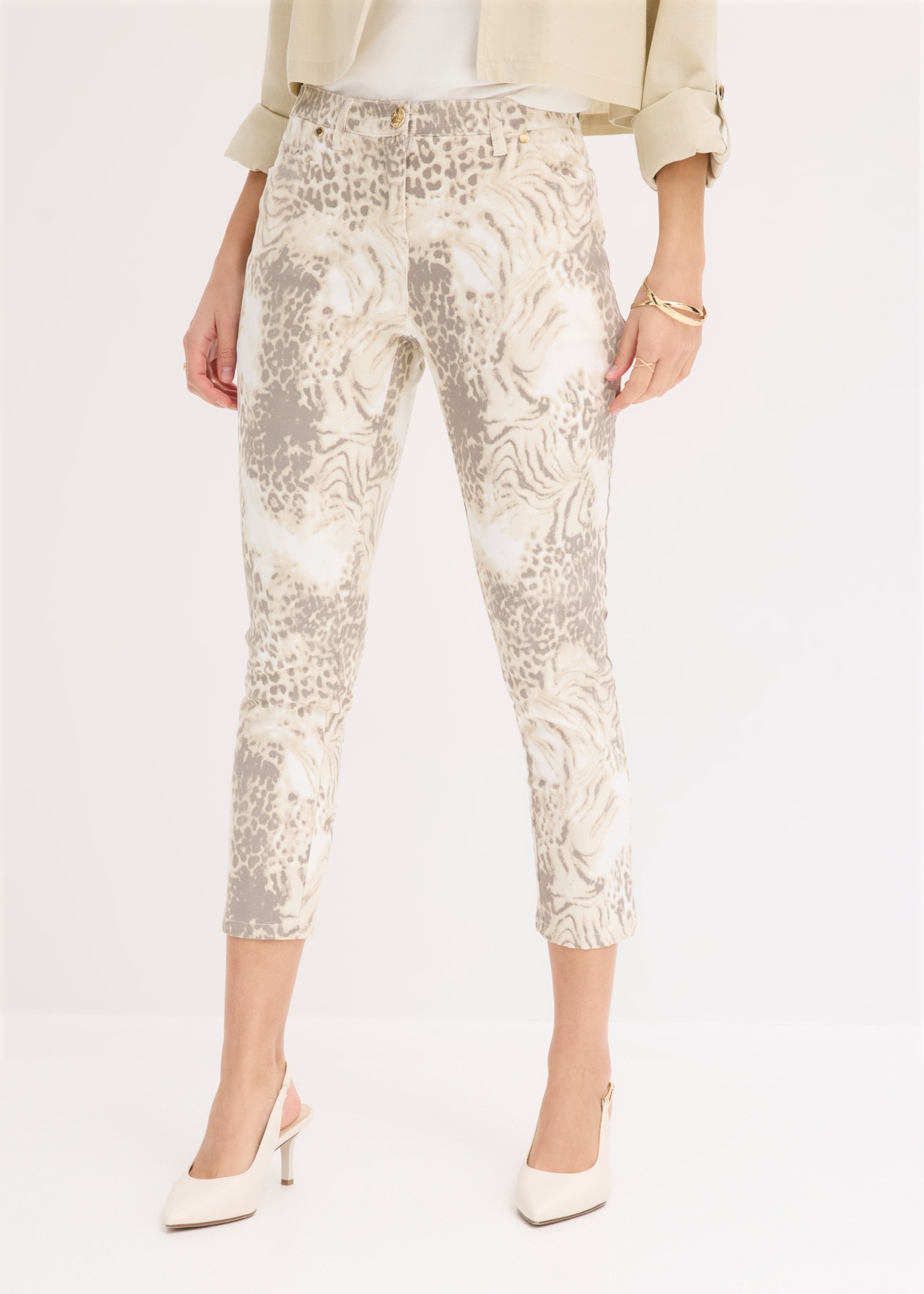 bonprix 7/8-Hose  Slim Fit Passform, 7/8-Länge, Five-Pocket-Design, mit Gürtelschlaufen