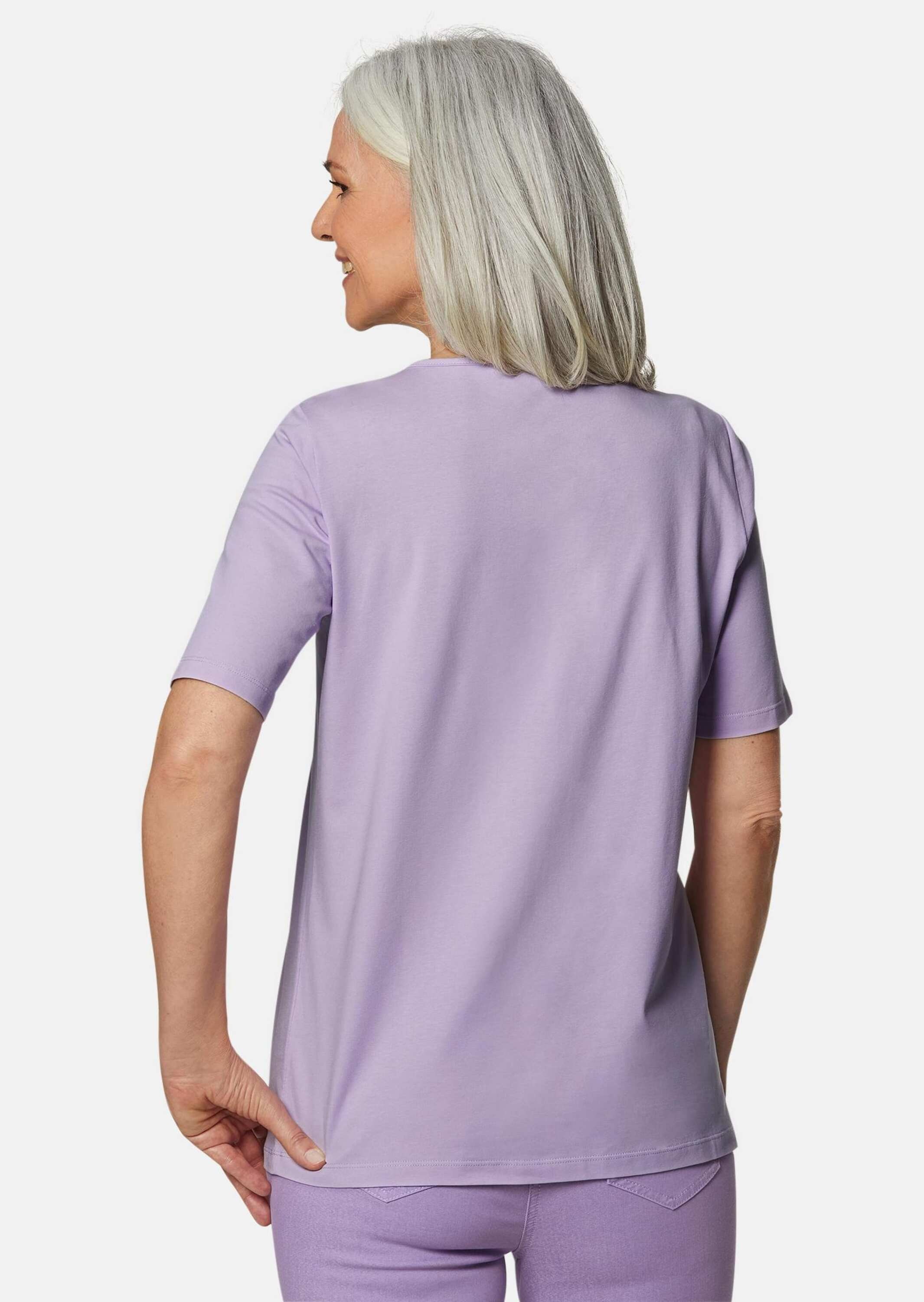 GOLDNER Kurzarmshirt »Rundhalsshirt mit Häkelspitze«