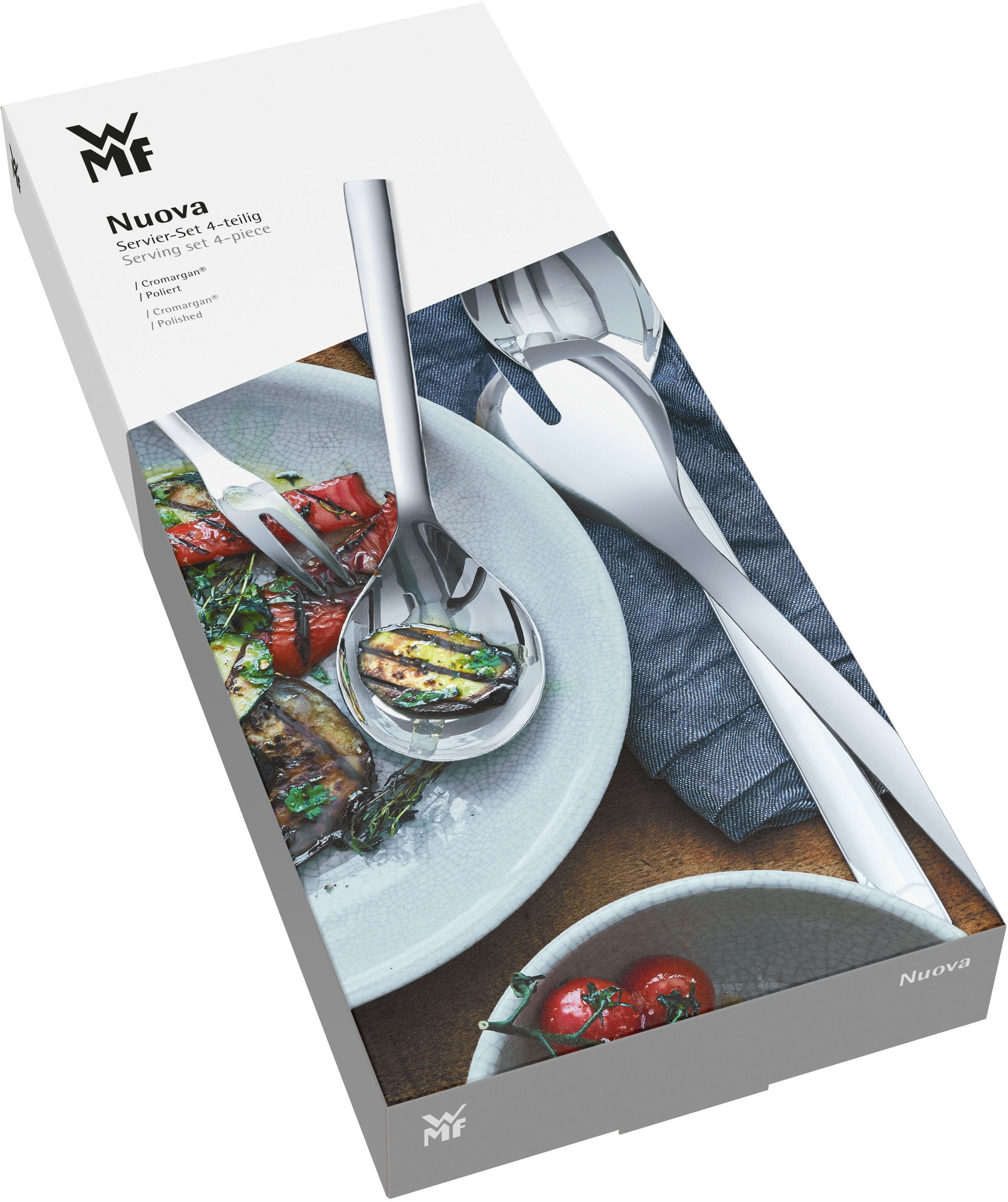 WMF Salatbesteck »Nuova« 2x Salatbesteck, Servierlöffel 25 cm, Serviergabel 20 cm, Cromargan