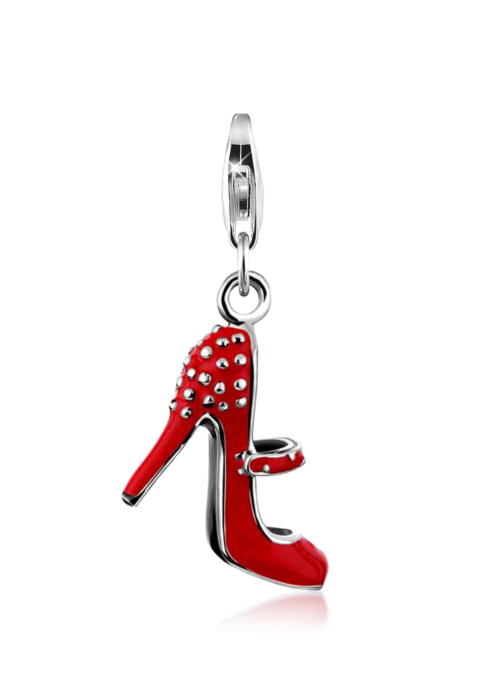 Charm Medaillon »Charm High Heel Anhänger Stiletto Emaille Rot 925 Silber«