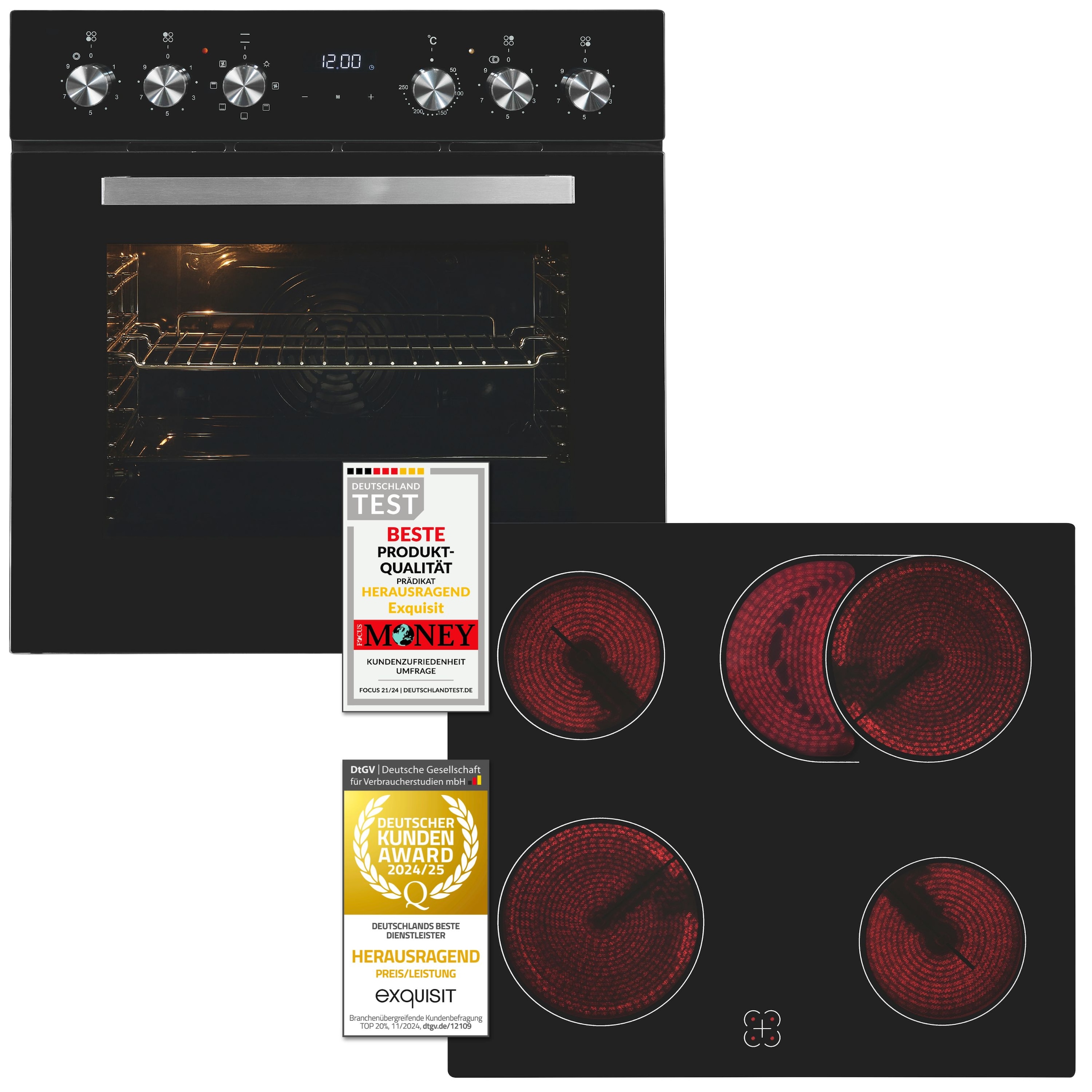 exquisit Elektro-Herd-Set »EHE157-UBZ-020 schwarz«
