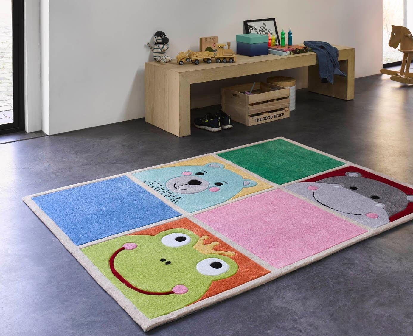 SMART KIDS Kinderteppich »What's Up!?«, rechteckig, 9 mm Höhe, Kinder Tier Motive, Konturenschnitt