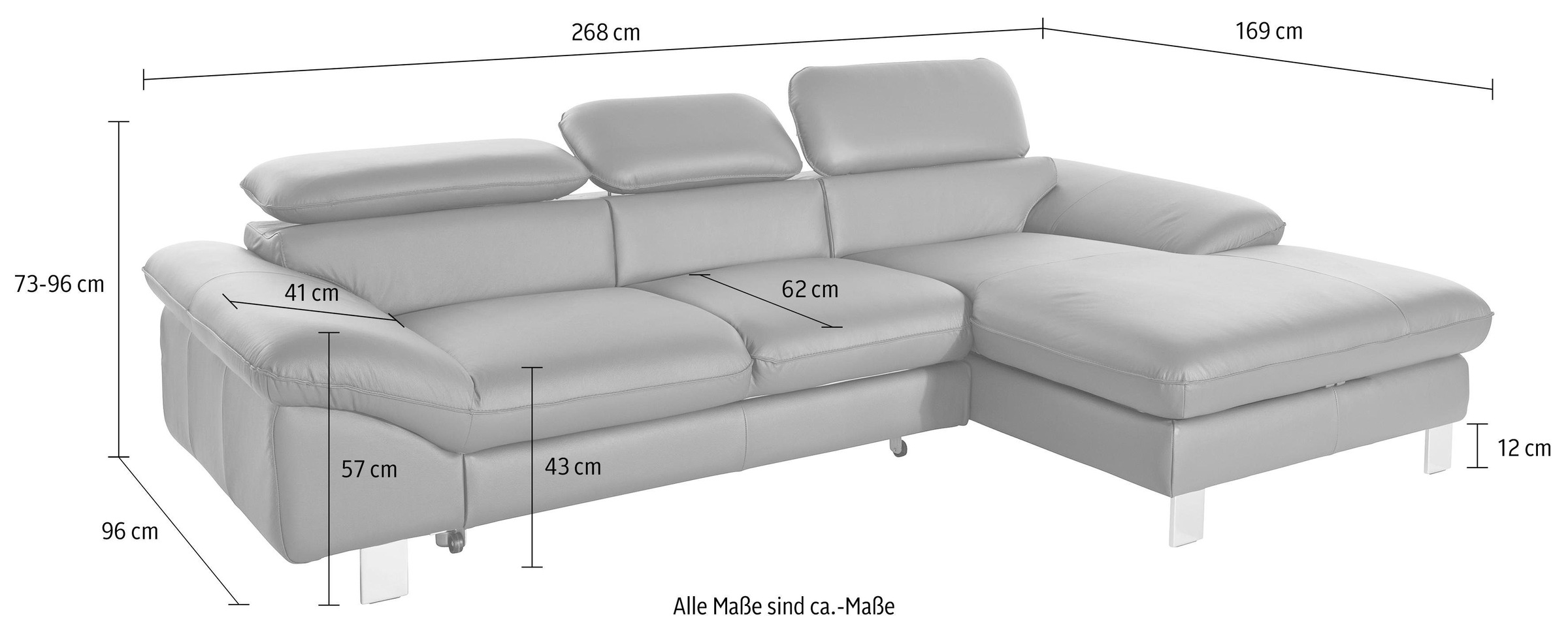 COTTA Polstergarnitur »Driver«, (Set), bestehend aus Ecksofa und Hocker, mit Kopfteilverstellung