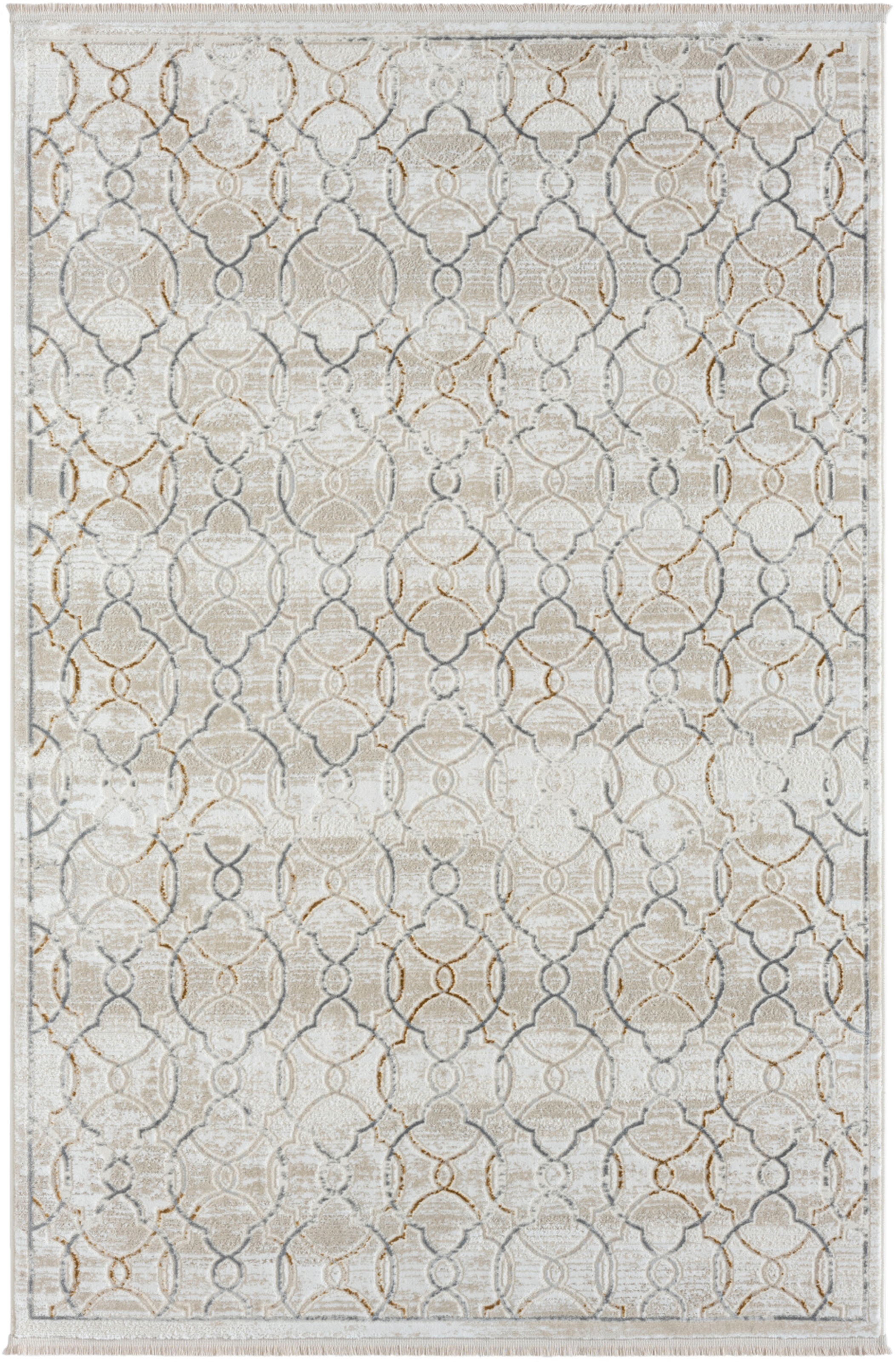 Myflair Möbel & Accessoires Teppich »My Floor, LAGERRÄUMUNG!«, rechteckig, 10 mm Höhe, Kurzflor, Retro-Style, mit Fransen, besonders weich durch Microfaser
