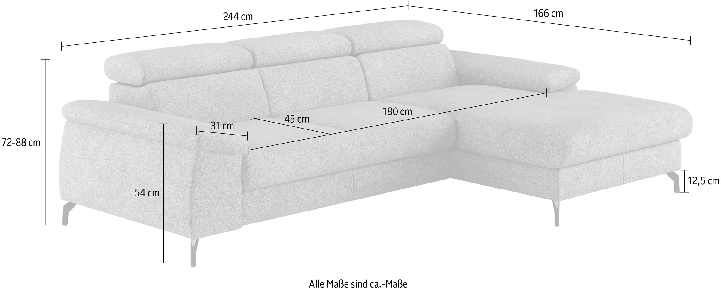 COTTA Ecksofa »Kitty L-Form«, inkl. Kopfteilverstellung, optional mit Bettfunktion u. Bettkasten