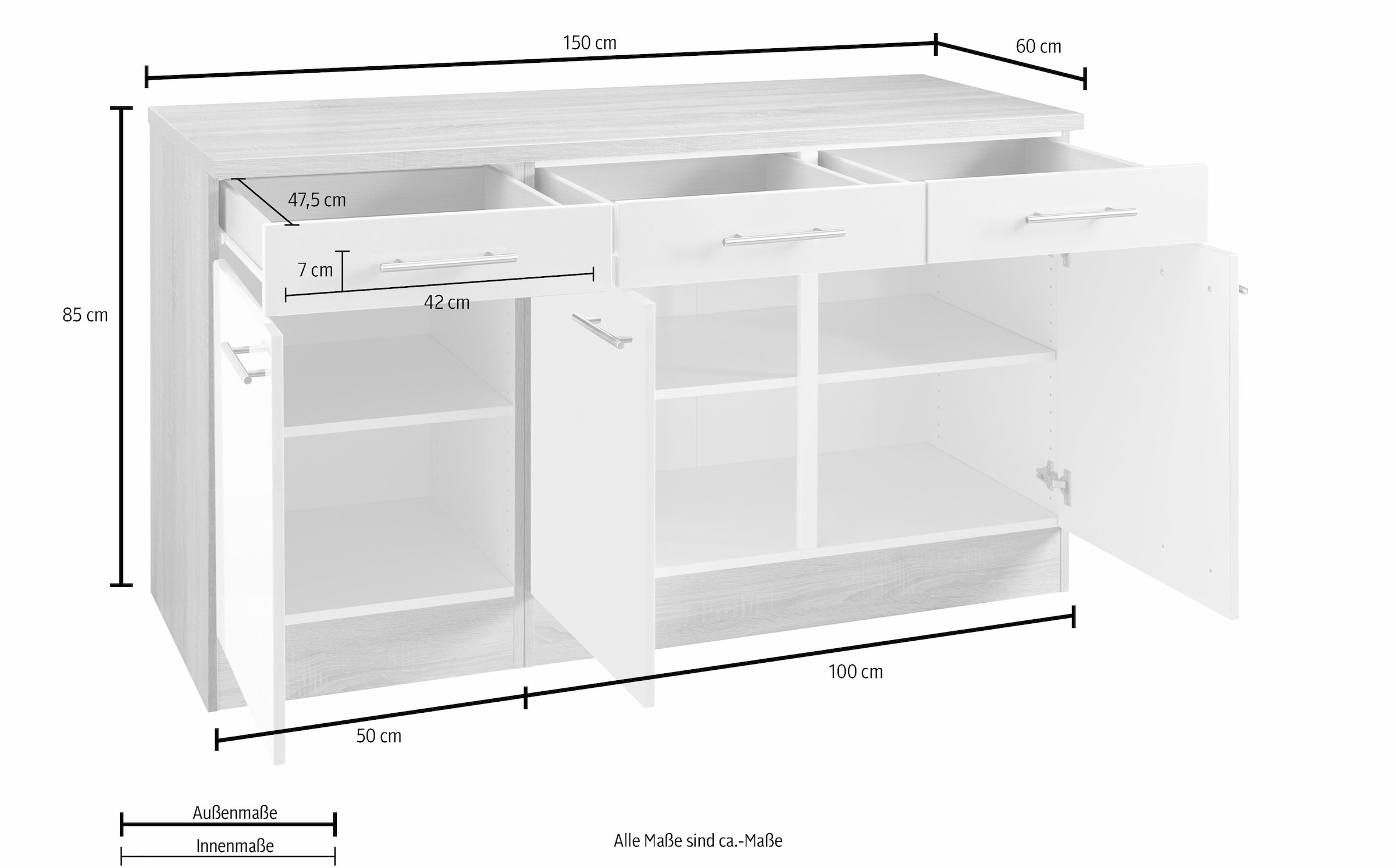 OPTIFIT Unterschrank »Kalmar«, Breite 150 cm, mit viel Stauraum