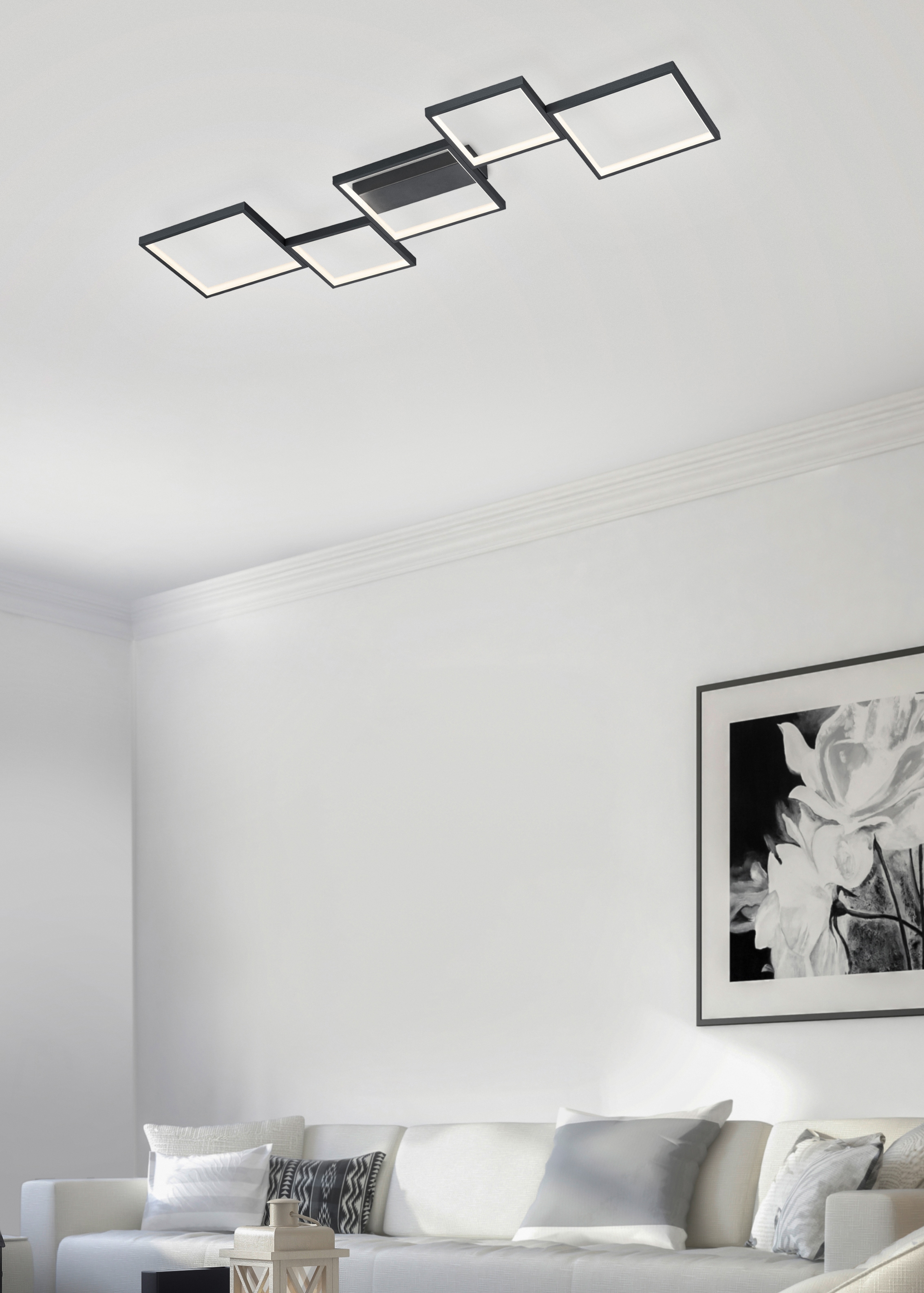 TRIO Leuchten LED Deckenleuchte »Sorrento«, 1 flammig, Leuchtmittel LED-Board | LED fest integriert, LED Deckenlampe mit Switch Dimmer, 3400 Lumen