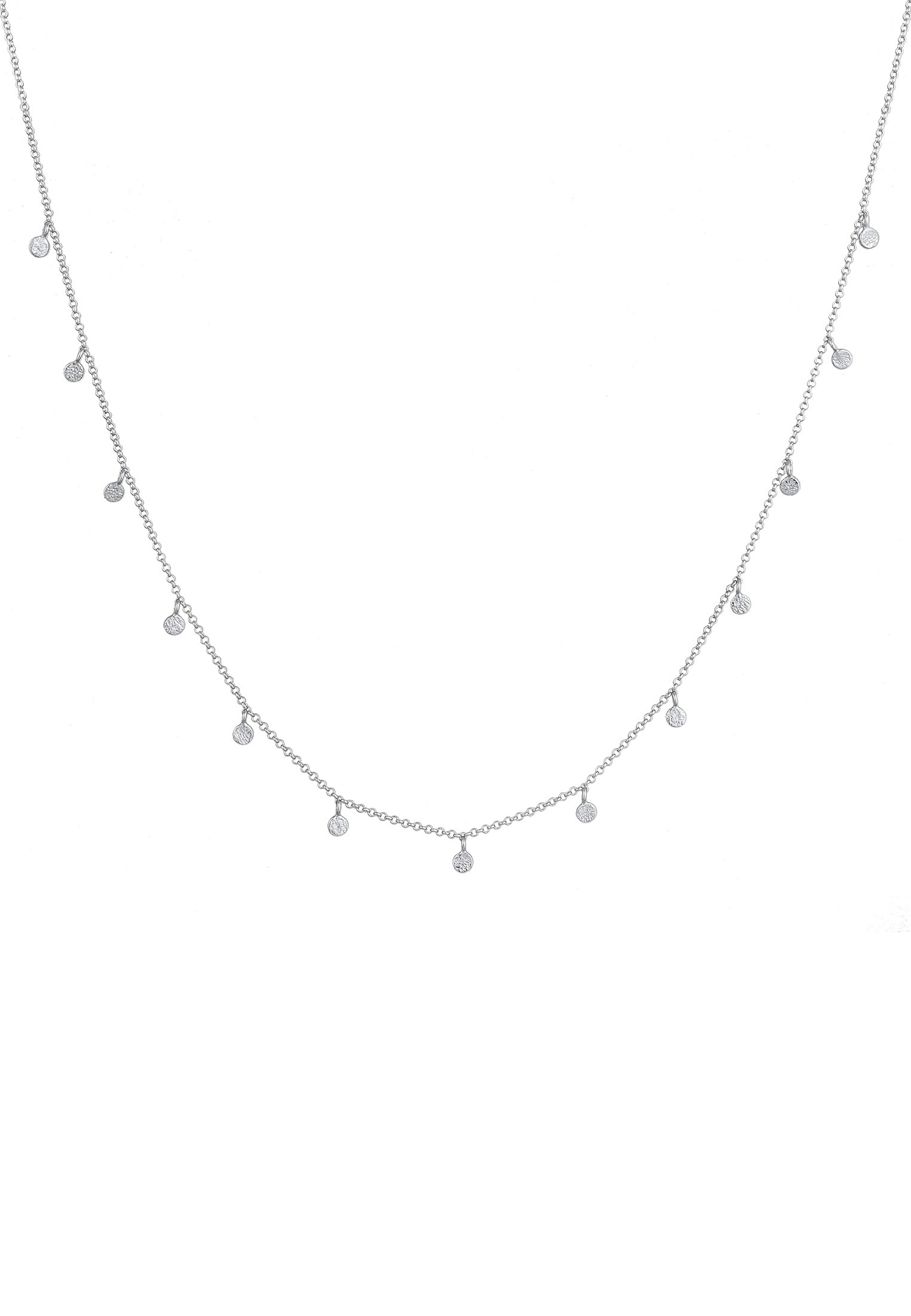 Elli Kette mit Anhänger »Halskette Plättchen Coin Rund Matt Struktur 925 Silber«