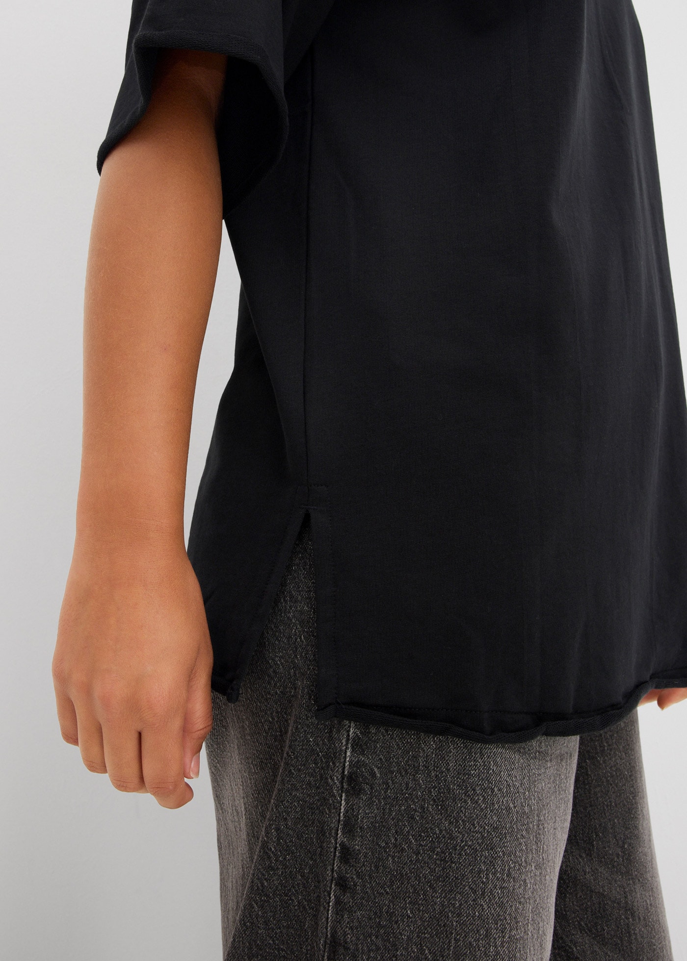 bonprix Longsweatshirt , lässige Passform, Halbarm-Design, aus reiner Baumwolle
