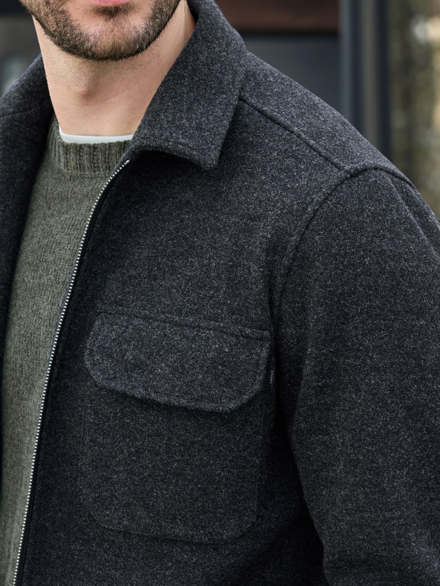 LERROS Langarmhemd »Herren Overshirt in urbanem Style«