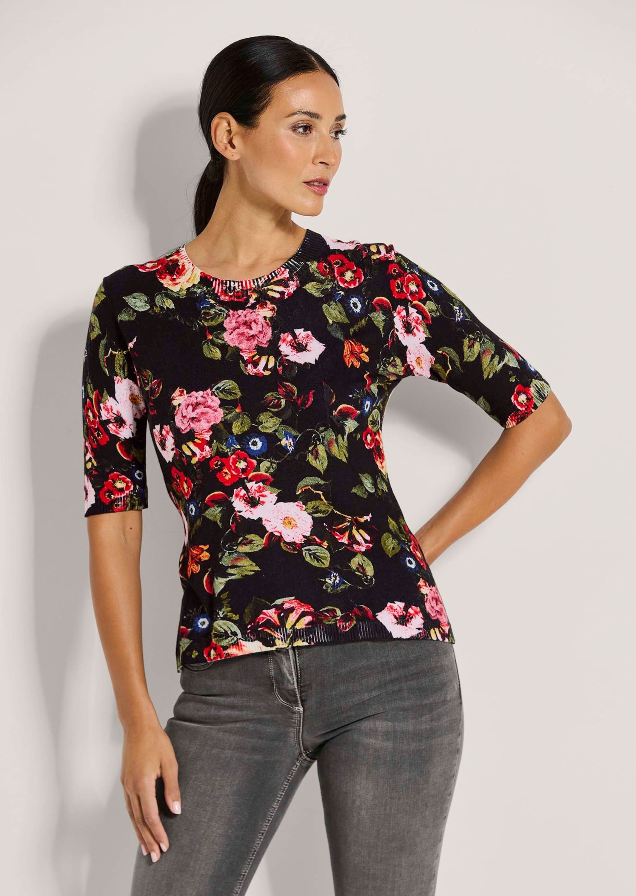 MADELEINE Longpullover »Pullover Rundhals-Pullover mit Unikat-Print«