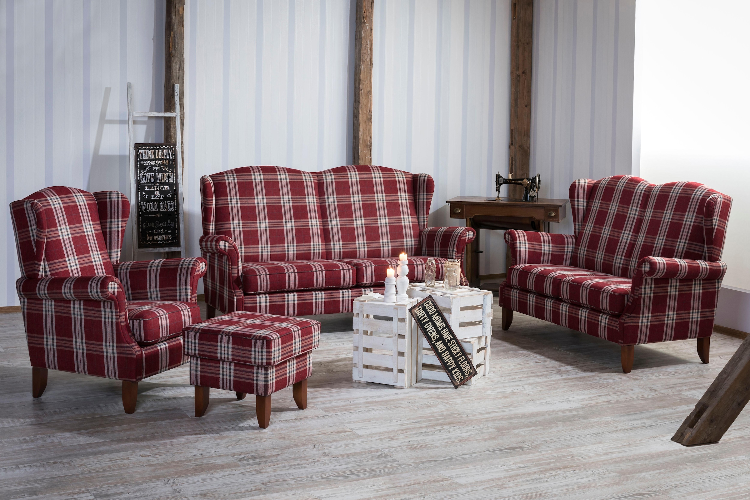 Max Winzer® 2-Sitzer »Valentina Küchensofa, hoher Sitzkomfort, Hochlehner, Ohrenbackenoptik«, Retro und modern, Breite 157 cm