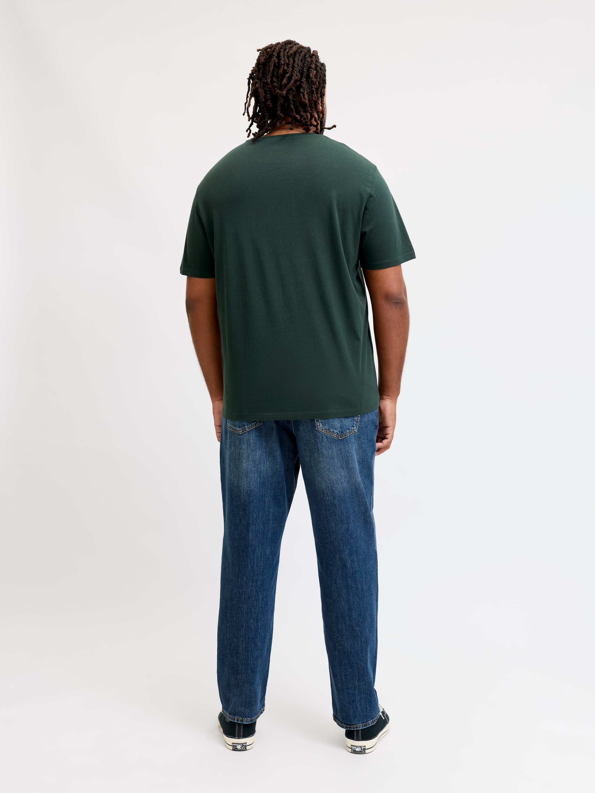 Jack & Jones PlusSize T-Shirt »JJELOGO TEE SS O-NECK 2 COL AW26 SN PLS« aus reiner Baumwolle, mit geradem Abschluss am Rumpf, in Plus Size