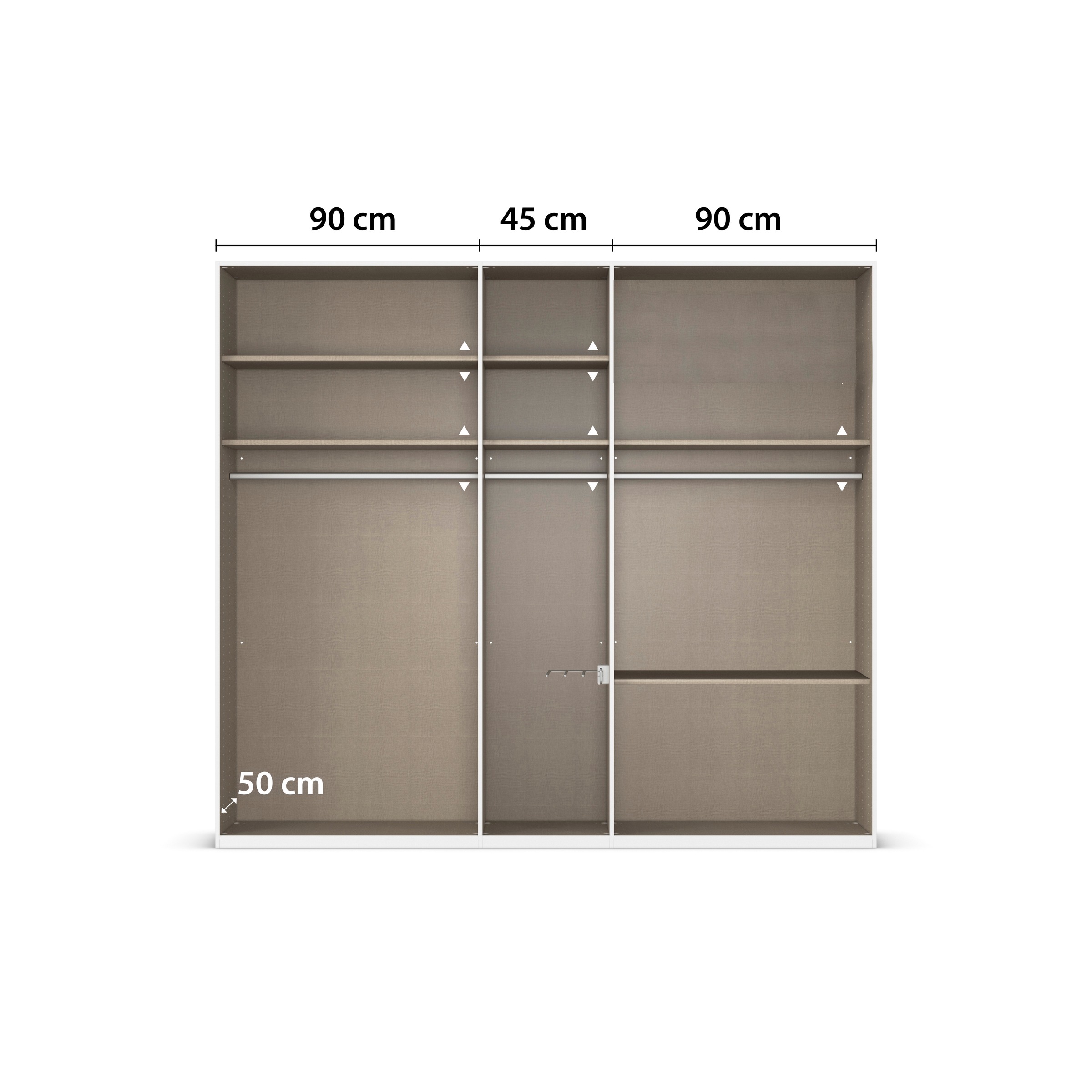 rauch Kleiderschrank »Drehtürenschrank Schrank Garderobe Wäscheschrank Schlafzimmer AVOLA« 3 verschiedene Ausstattungen BASIC/CLASSIC/PREMIUM (inkl. SOFT-CLOSE),  mit hochwertigen Stangengriffen aus Metall in Schwarz MADE IN GERMANY