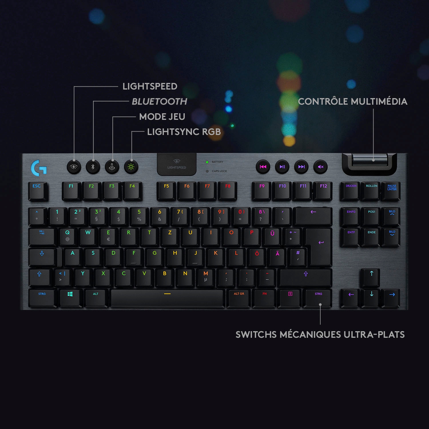 Logitech G Gaming-Tastatur »G915 TKL Tenkeyless LIGHTSPEED«, (Multimedia-Tasten-Fn-Tasten-USB-Anschluss)