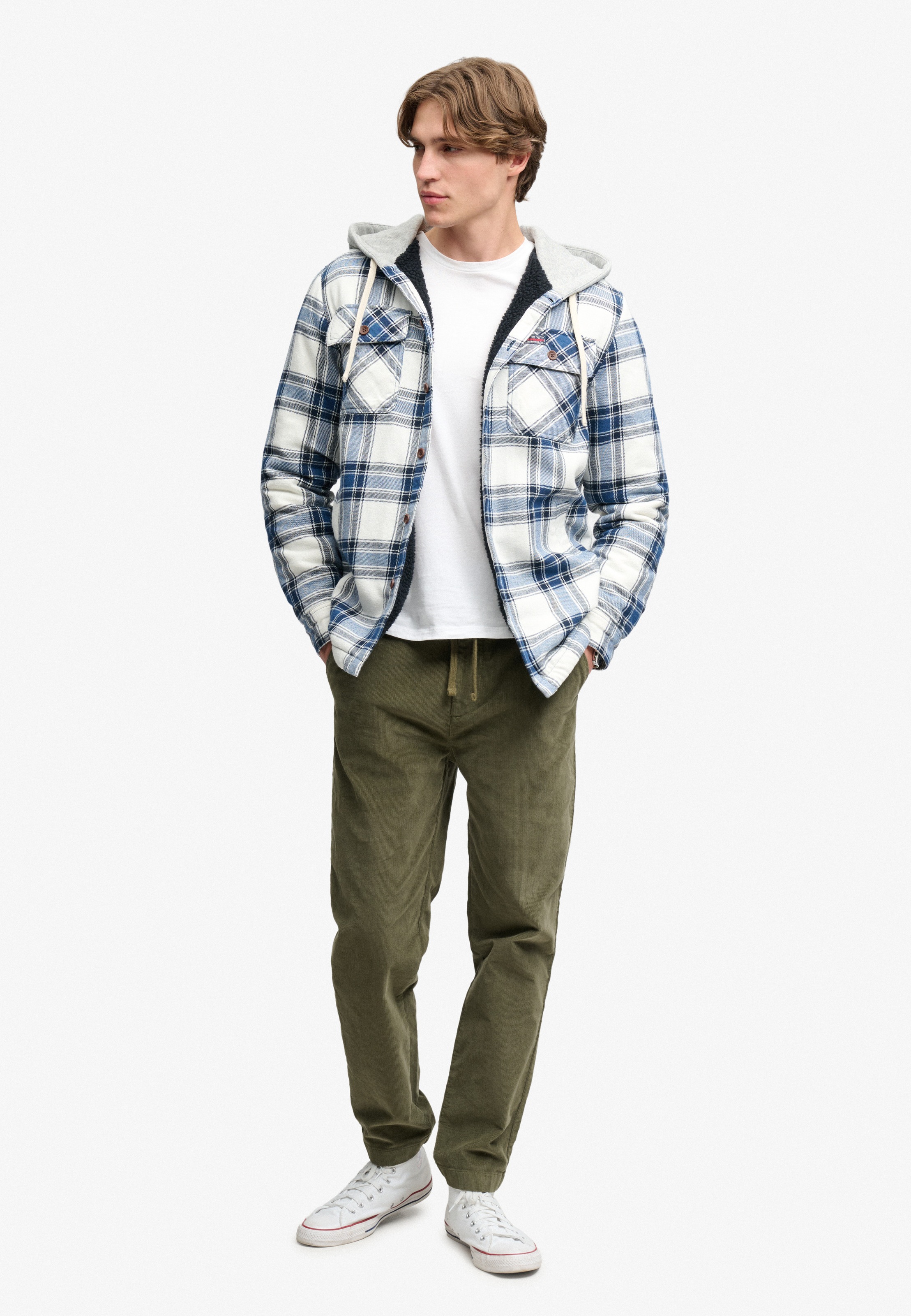 Superdry Langarmhemd »BORG LINED HOODED OVERSHIRT« Baumwollmischung, relaxed fit