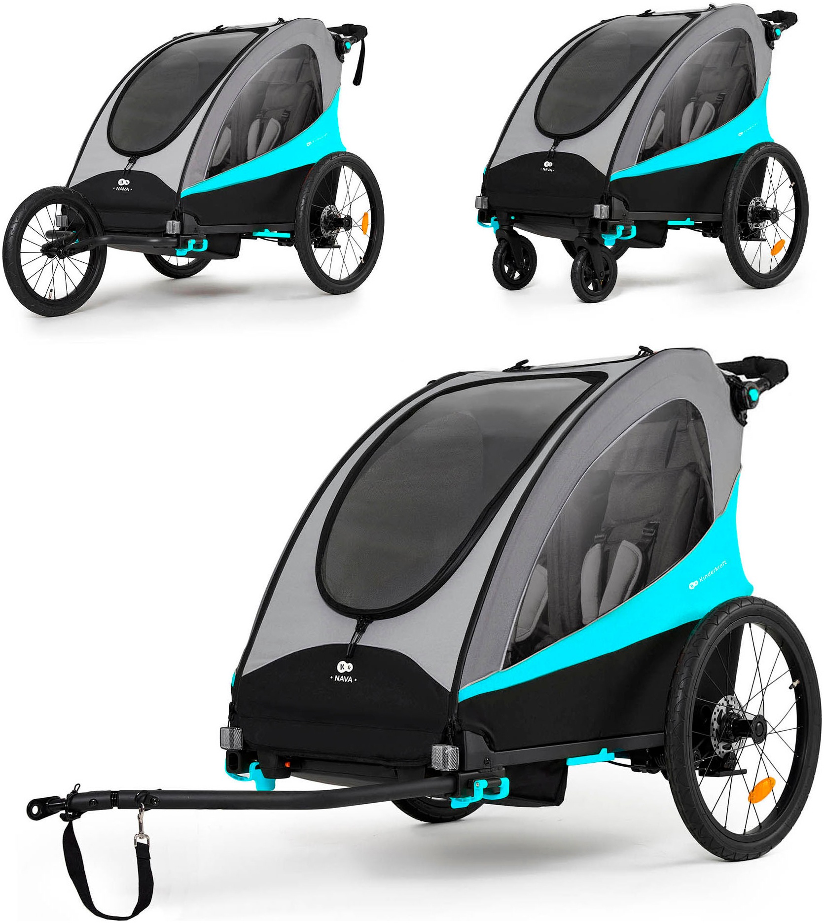 Kinderkraft Fahrradkinderanhänger »NAVA« für 2 Kinder in blau