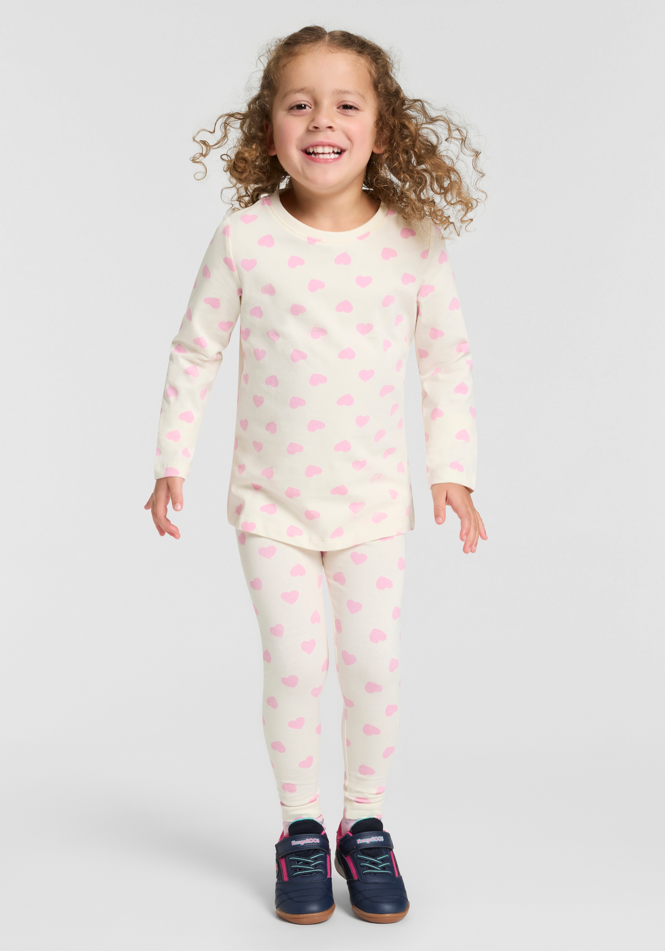 KIDSWORLD Leggings »2er Pack Uni + Herz-Drucken Leggings«, (2 tlg.), 2er Pack Leggings mit Herzen