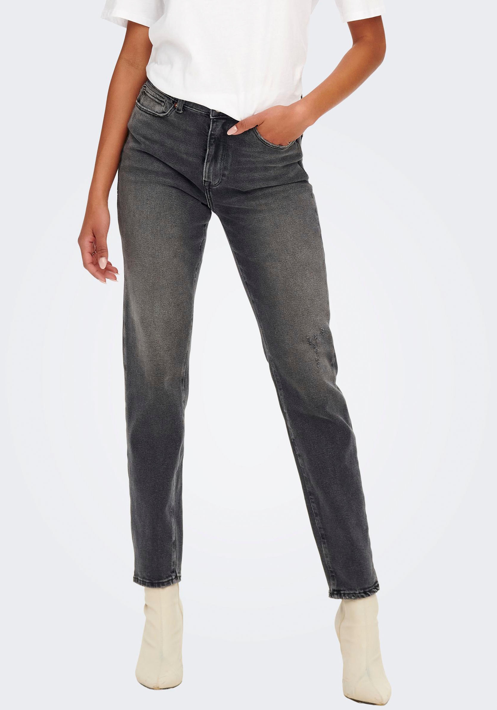 Straight-Jeans »ONLEMILY STRETCH HW ST ANK CRO614«