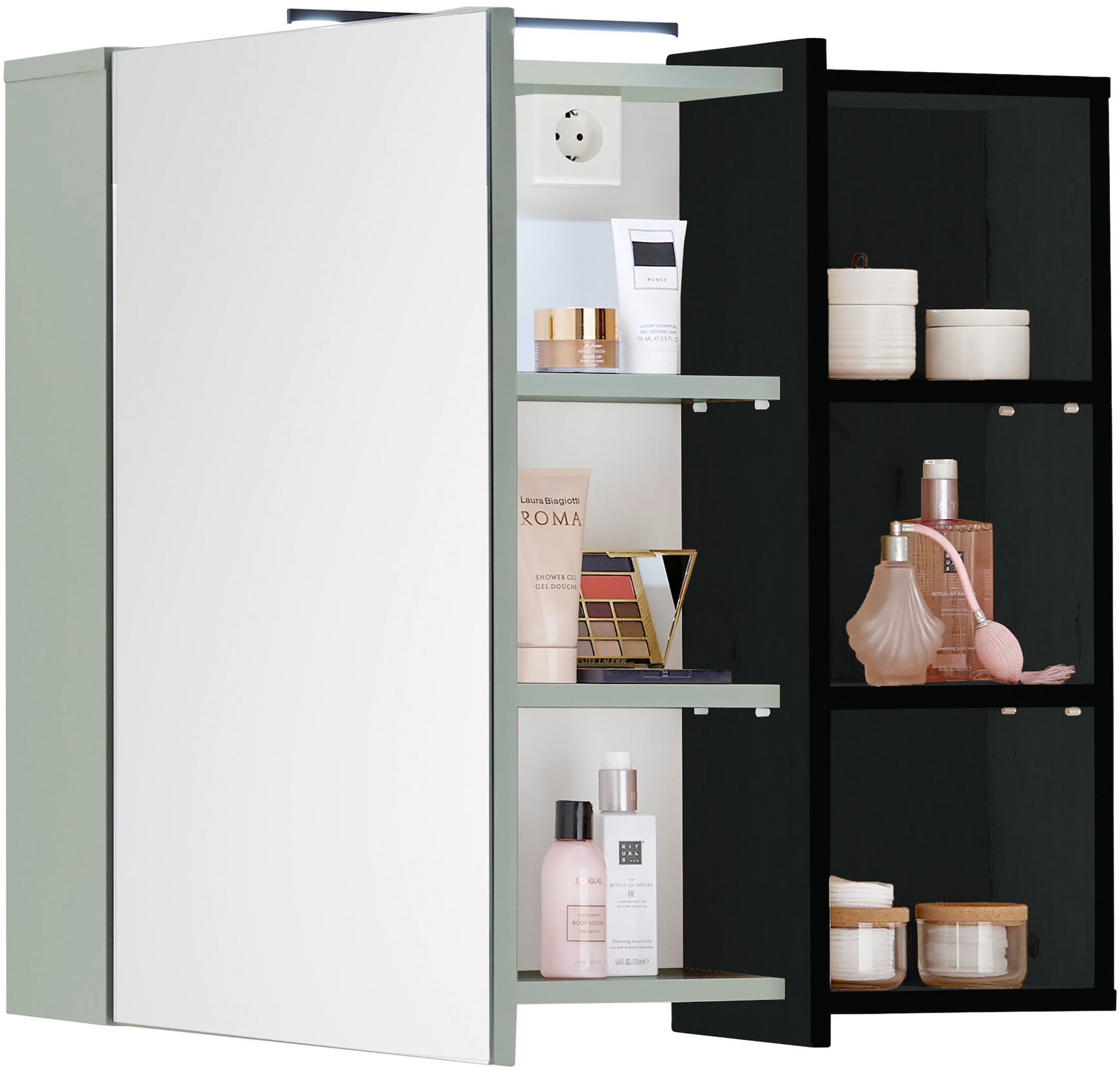 BASIC by Balculina Spiegelschrank »Palermo, BxHxT 80x72x22 cm« 1 Stk. tlg. Breite 60cm, Softclose, LED-Beleuchtung