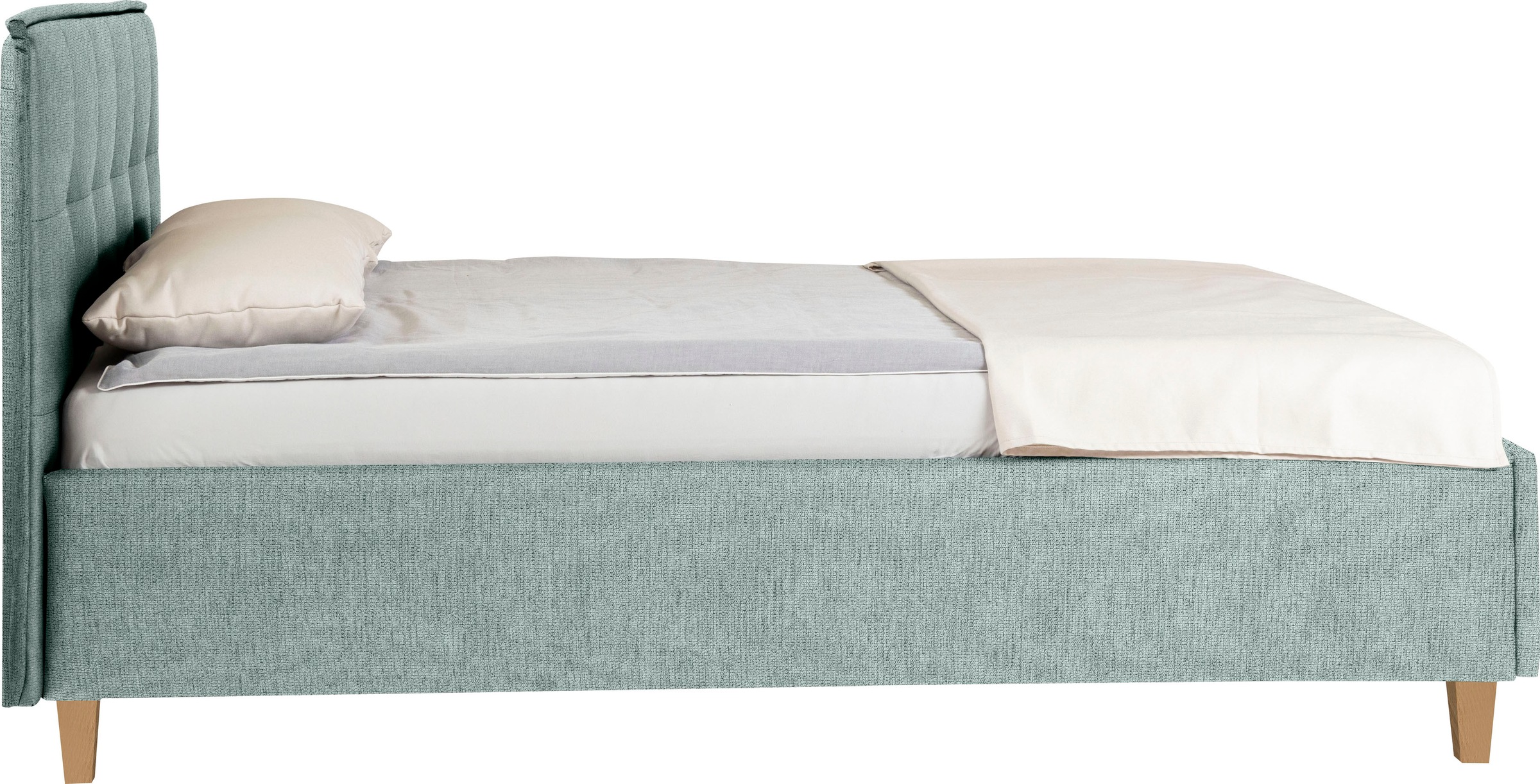 alina Polsterbett »Hakon« wahlweise mit Matratze und Lattenrost, Füße in Buche natur