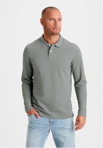 Langarm-Poloshirt, Shirt mit Polokragen und Knopfleiste aus Baumwoll-Piqué
