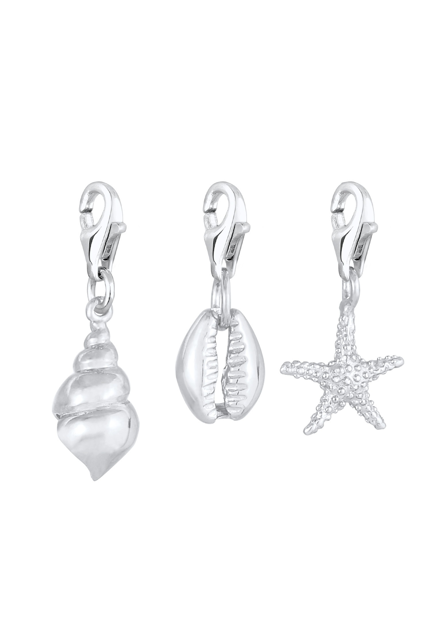 Nenalina Charm-Einhänger »Charm Seestern Muschel Strand Meer (3 tlg) 925 Silber«