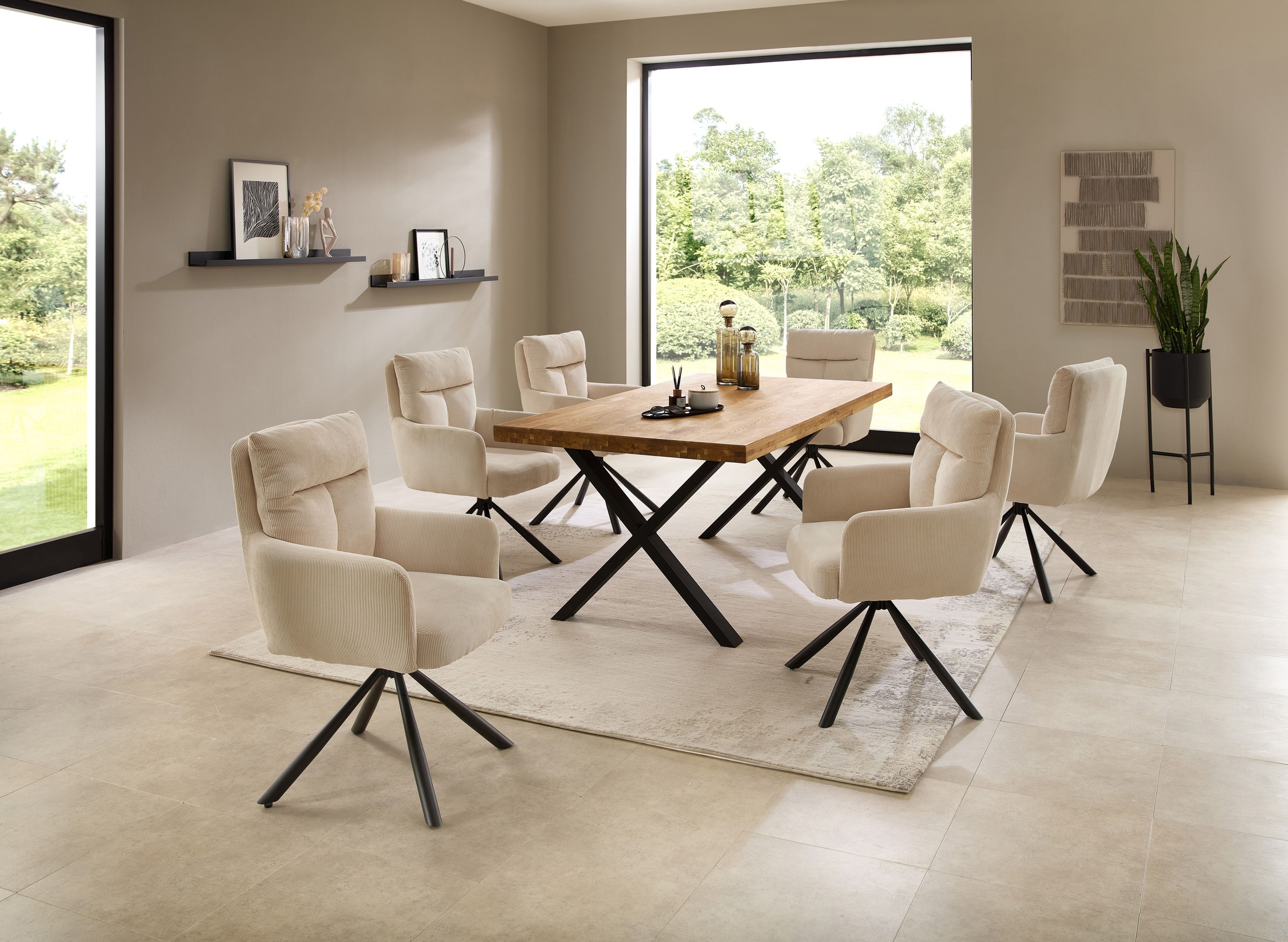 Stolkom Esstisch »Chris Esszimmertisch Eiche Massivholz, BxHxT 110x47x70 cm«, Gerade Kante, Industrial Style Eiche Massivholz