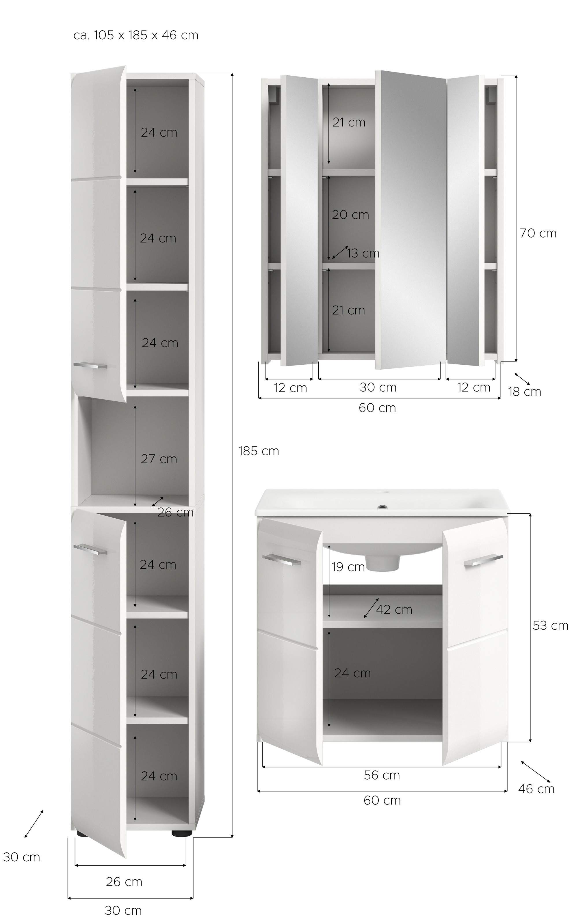 welltime Badezimmer-Set Set, 4 Stk. tlg.