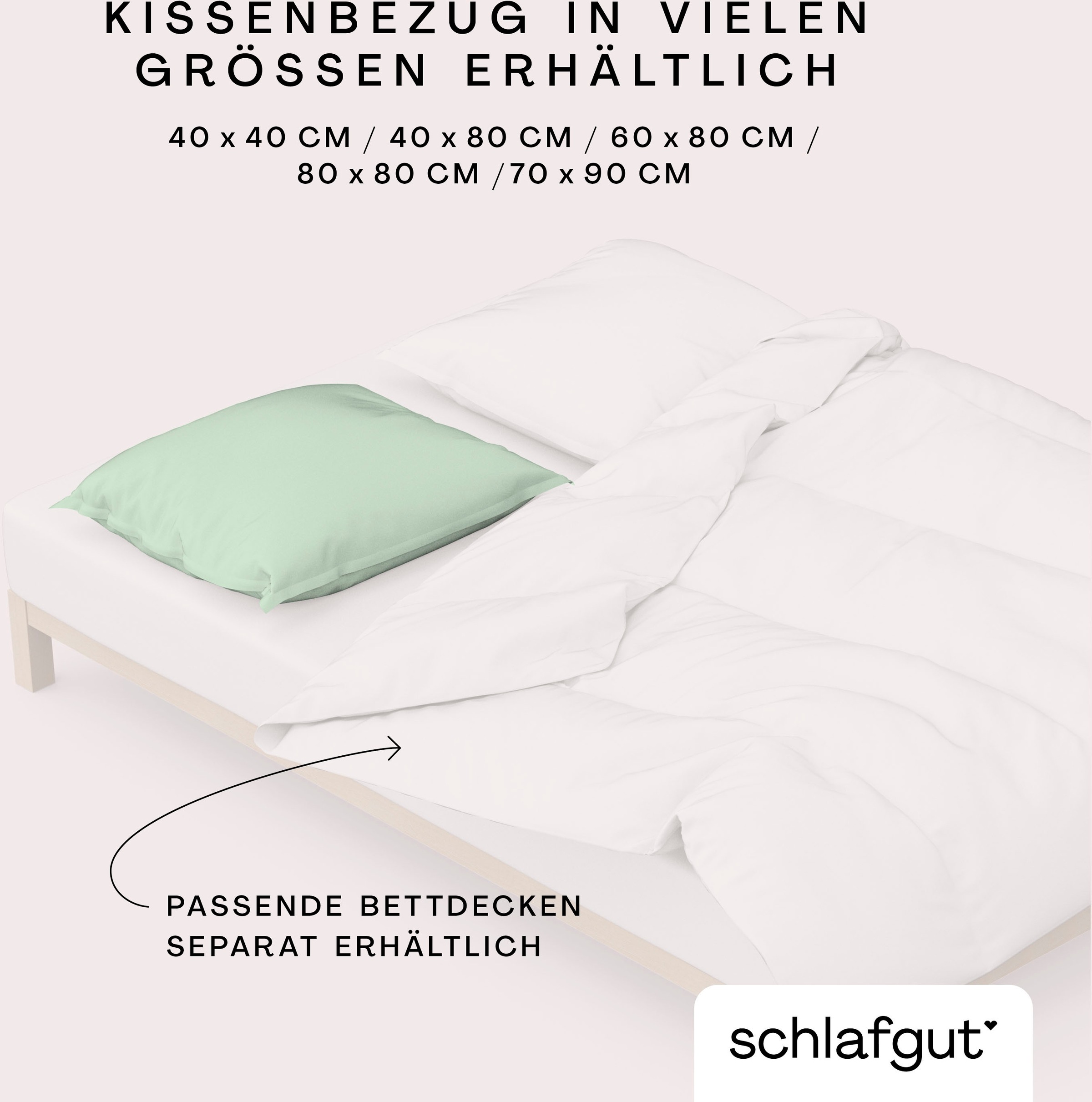 Schlafgut Kissenbezug »Woven Satin aus Mako-Baumwolle, langlebig, pflegeleicht, dicht gewebt«, (1 St.), Kissenhülle mit Reißverschluss, passender Bettbezug erhältlich