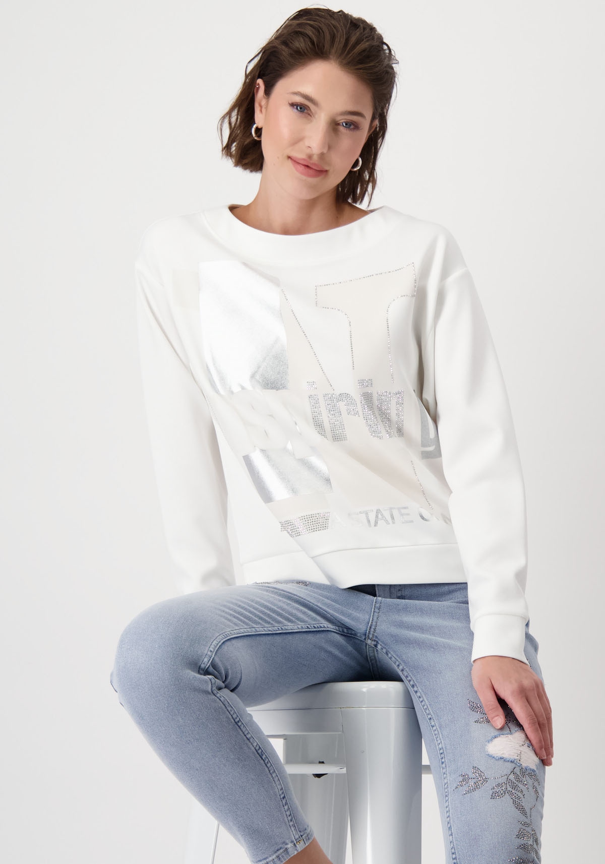 Sweatshirt, mit Folienglanzschrift