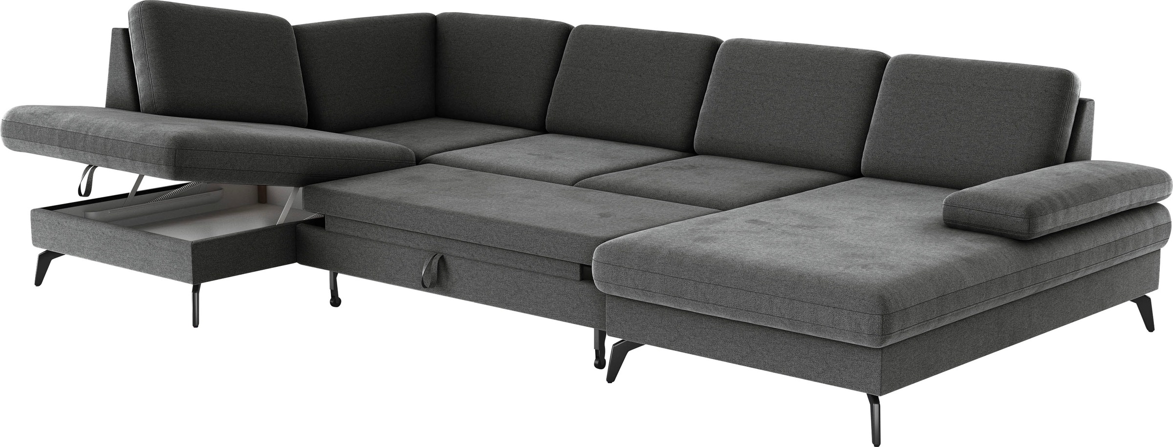 sit&more Wohnlandschaft »Morris U-Form, inkl. Sitztiefenverstellung«, wahlweise mit Armteilverstellung, Bettfunktion & Bettkasten