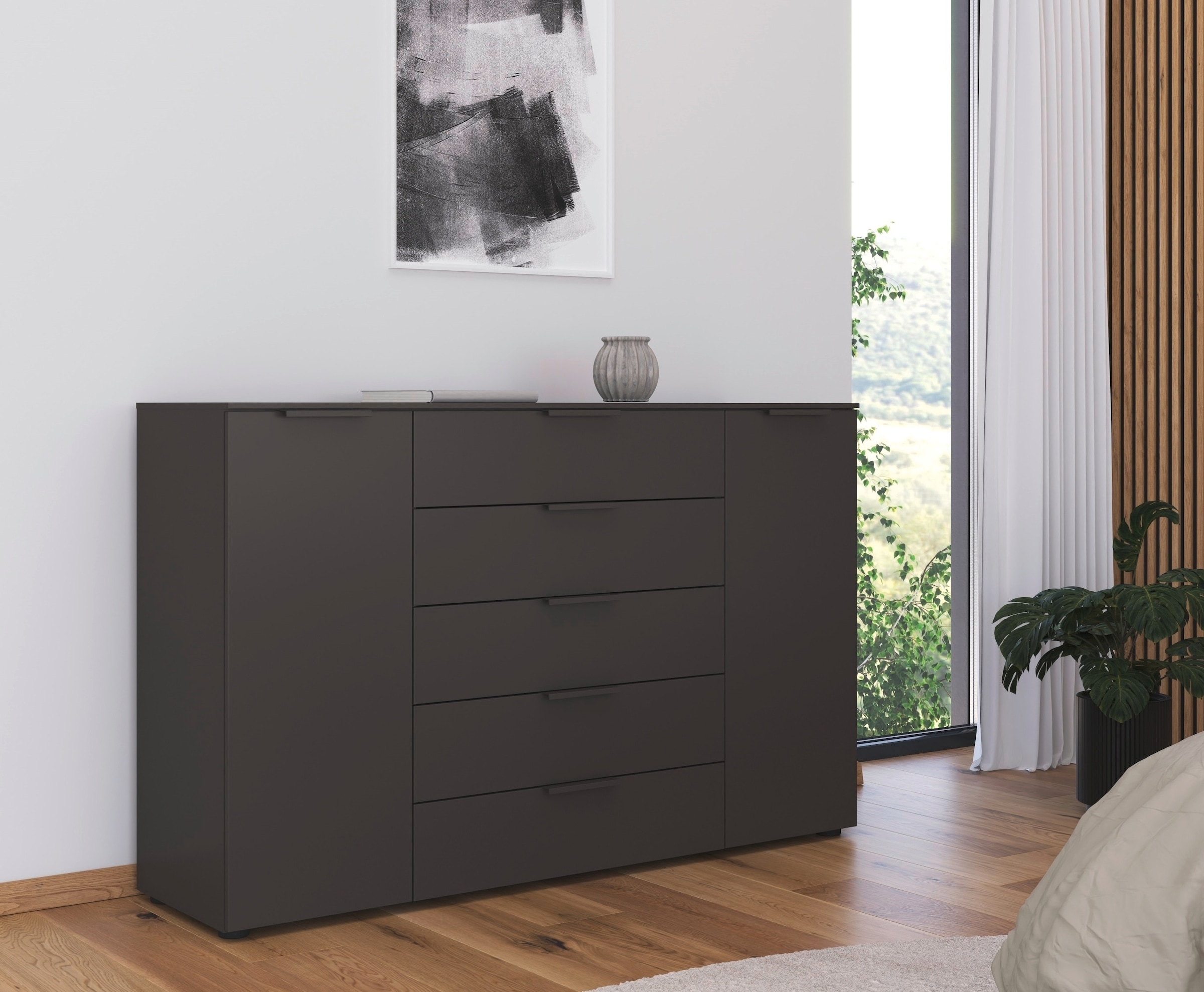 rauch Kommode »Flipp Schubladenkommode Wäscheschrank Schrank Bestseller«, 2-türig mit 5 Schubladen und Soft-Close-Funktion in zwei Breiten