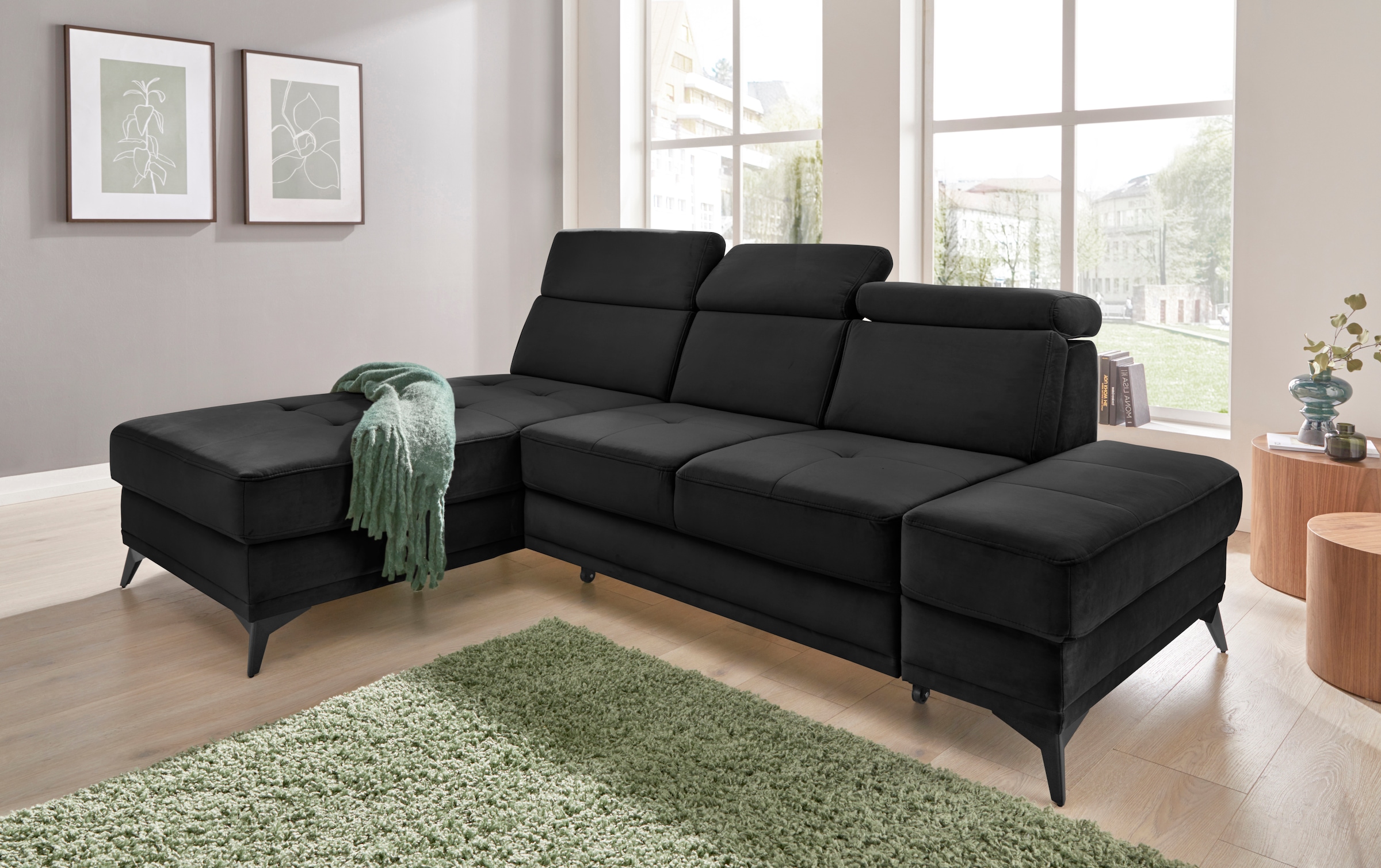 INOSIGN Ecksofa »Cardiz L-Form«, inkl.Kopfteilverstellung und Federkern wahlweise mit Bettfunktion