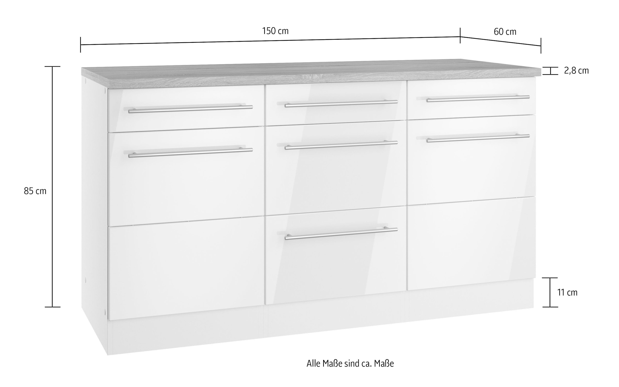 KOCHSTATION Unterschrank »KS-Wien« edel aussehende gestiftete Fronten