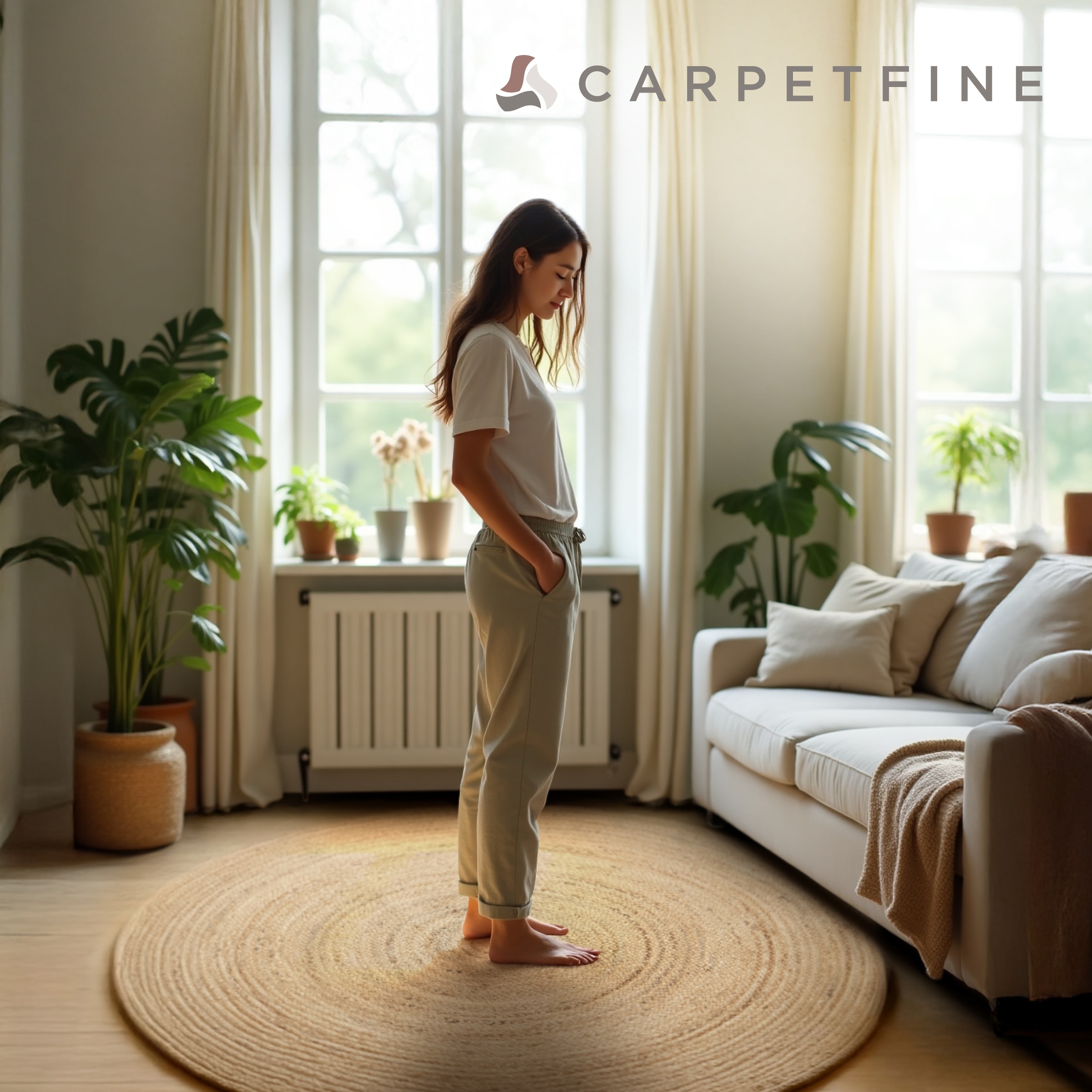 carpetfine Teppich »Nele Juteteppich Naturfaser«, rund, 6 mm Höhe, geflochtener Wendeteppich aus 100%Jute, in rund und oval, viele Größen