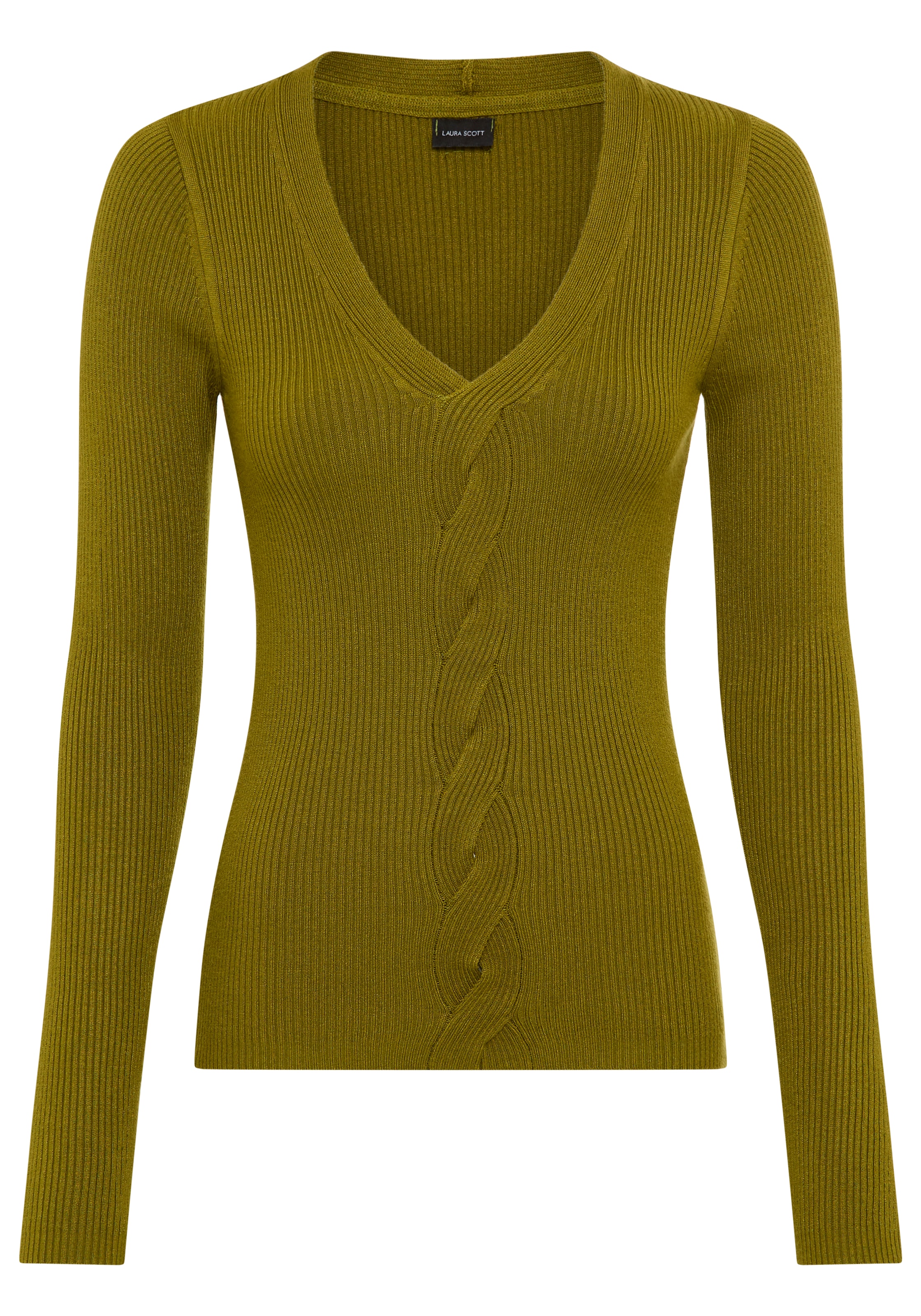 Laura Scott V-Ausschnitt-Pullover, mit spannendem Zopfmuster - NEUE KOLLEKTION
