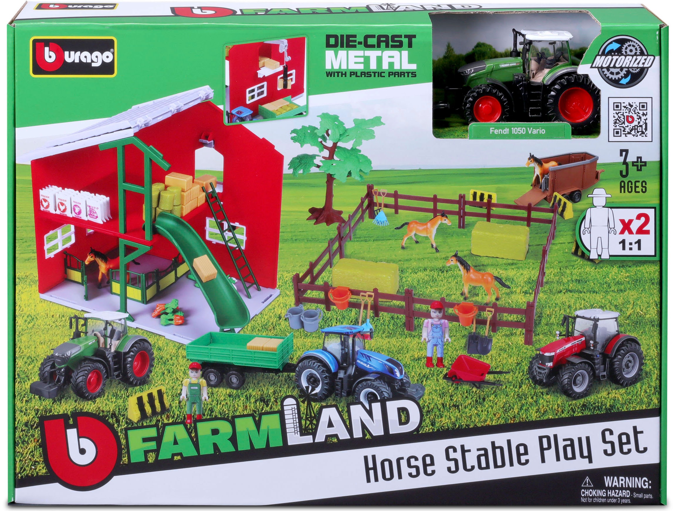 Bburago Spielwelt »Farmland, Pferdestall«, inkl. FENDT Traktor
