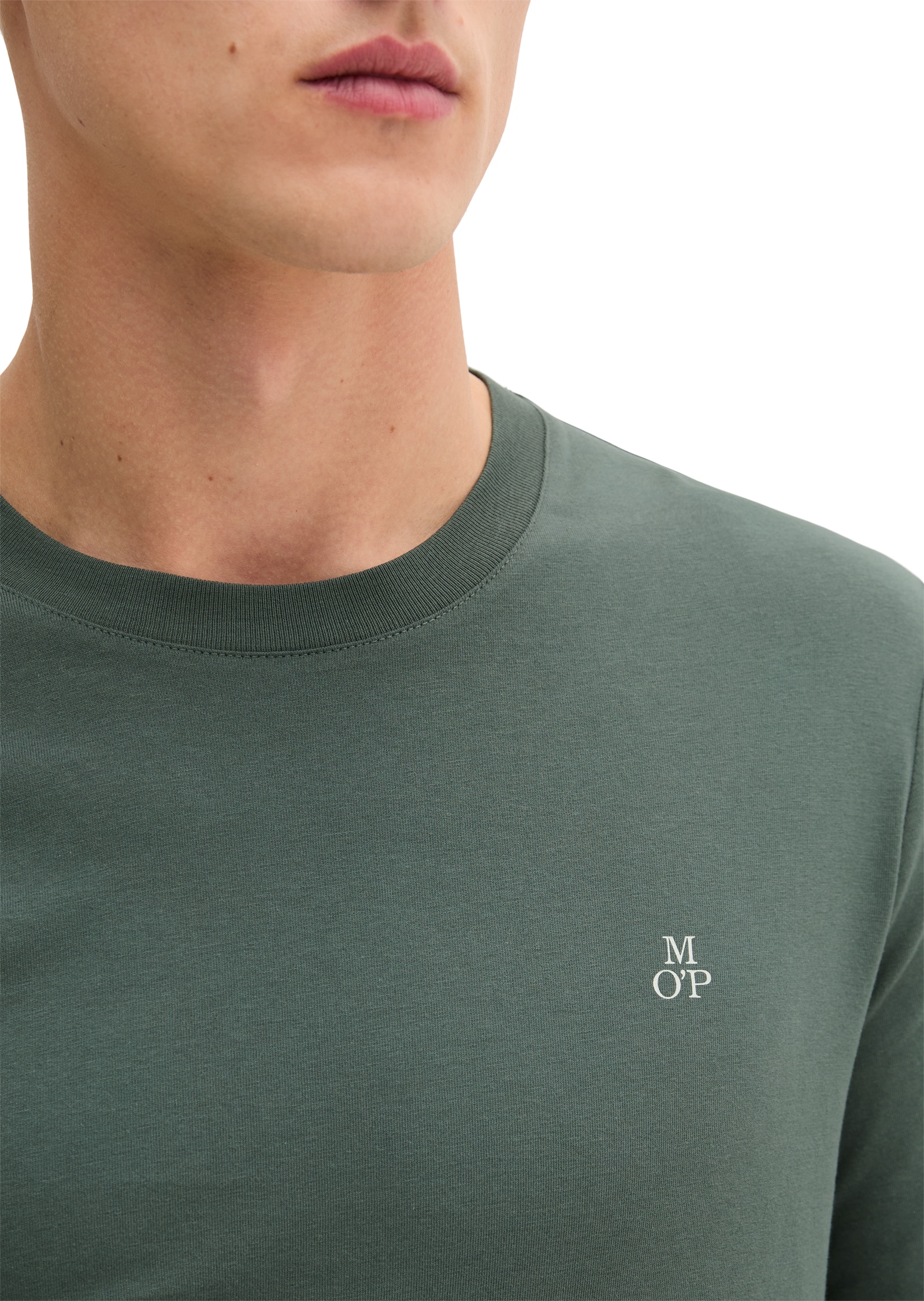 Marc O'Polo Langarmshirt mit dezentem Logo-Print vorne