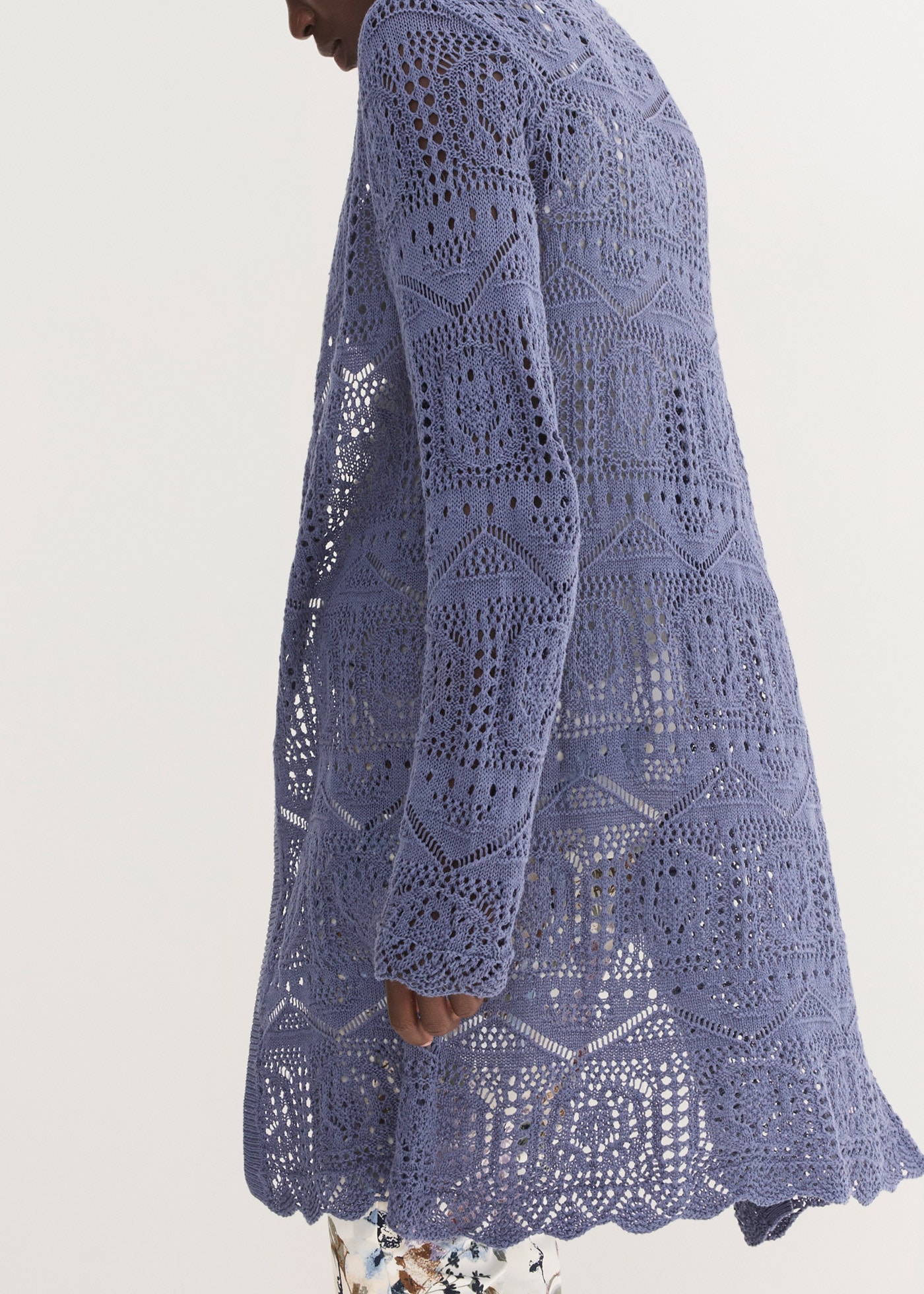 bonprix Longstrickjacke 1 tlg. lockere und offene Passform, mit femininem Lochmuster, casual Stil