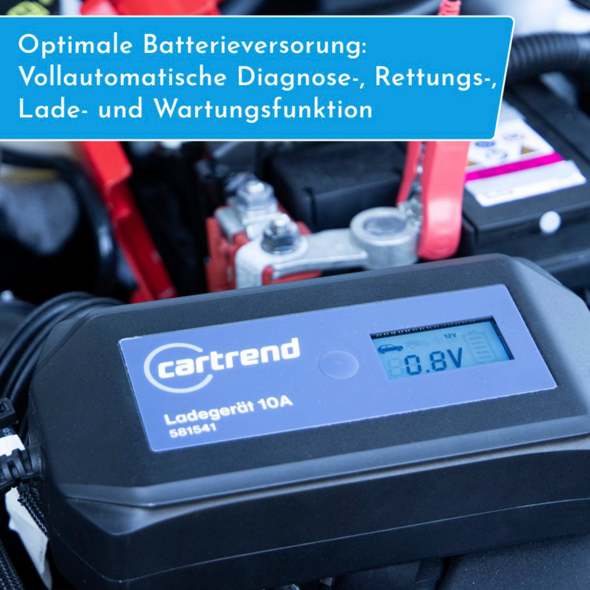 Cartrend Autobatterie-Ladegerät »Batterieladegerät DP10.1 mit Mikroprozessor-Technologie 12V/24V, 10A«