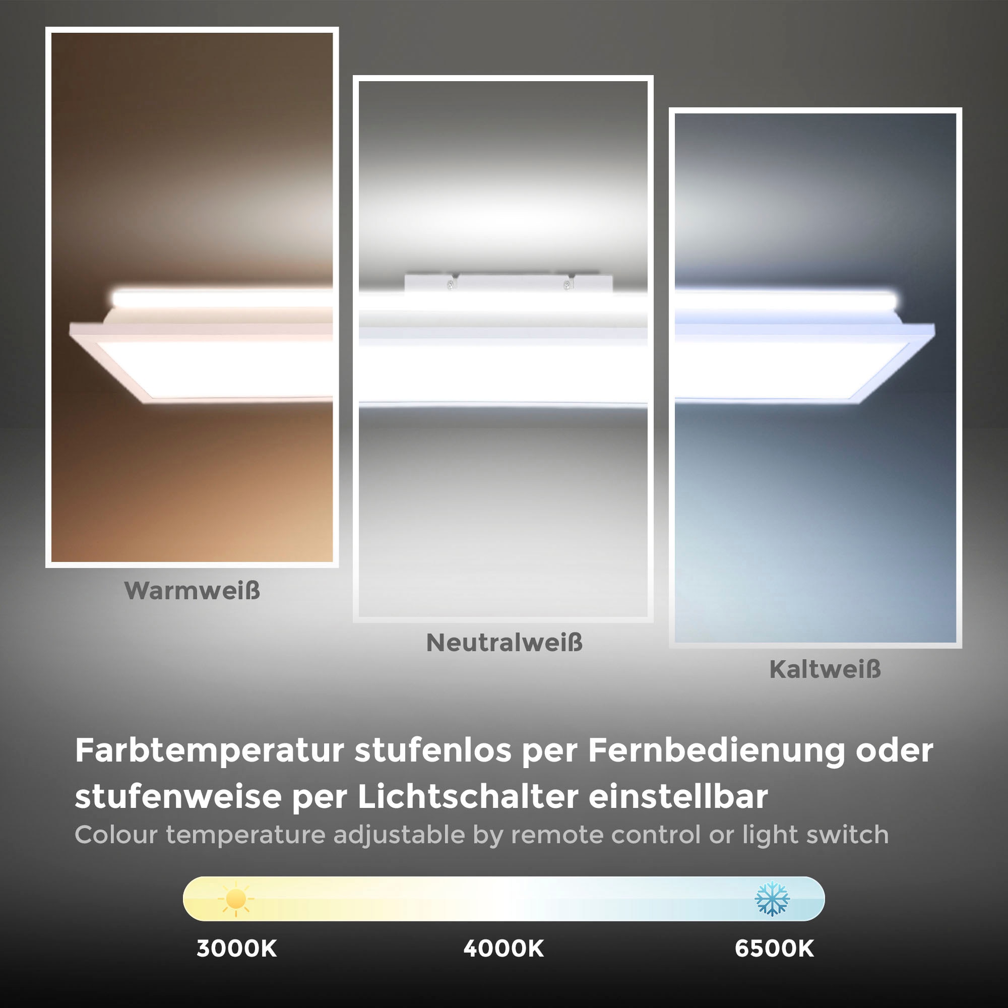 - Hintergrundbeleuchtungseffekt, und mit 24 3.000 1xLED-Platine LED Watt, 6.500K Deckenleuchte, bei OTTO 2.500lm, B.K.Licht dimmbar Fernbedienung online