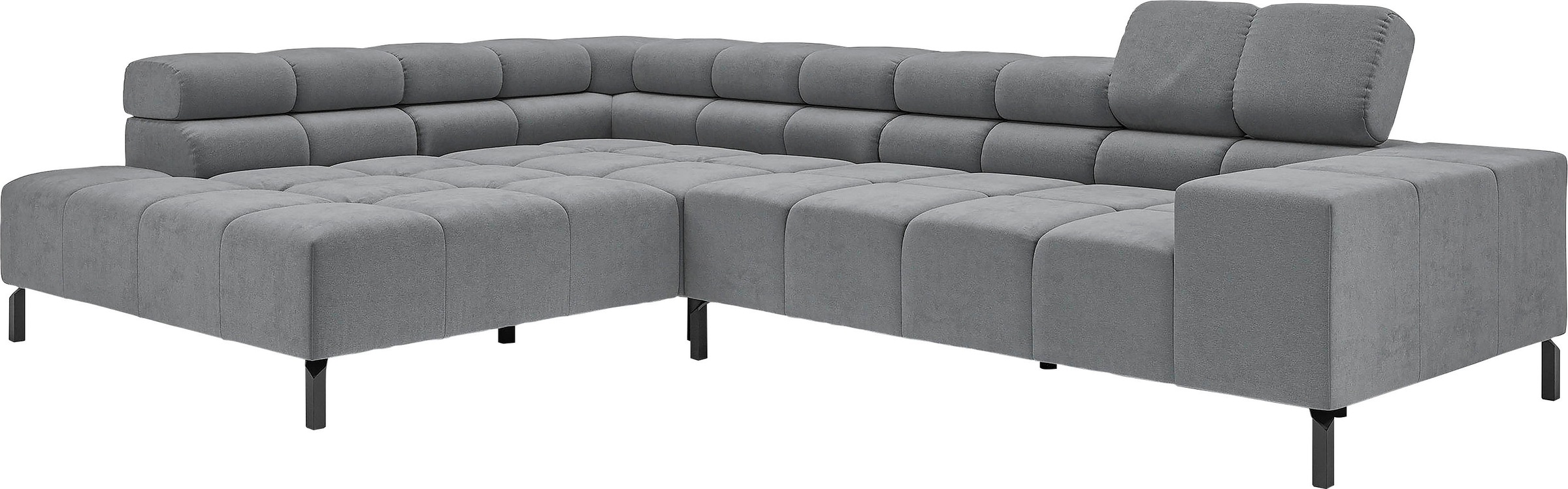 INOSIGN Ecksofa »Ancona New, wahlweise motorische Sitztiefenverstellung, auch in Cord«, feine Steppung, mit Kopfteilverstellung, 3 Zierkissen, L-Form