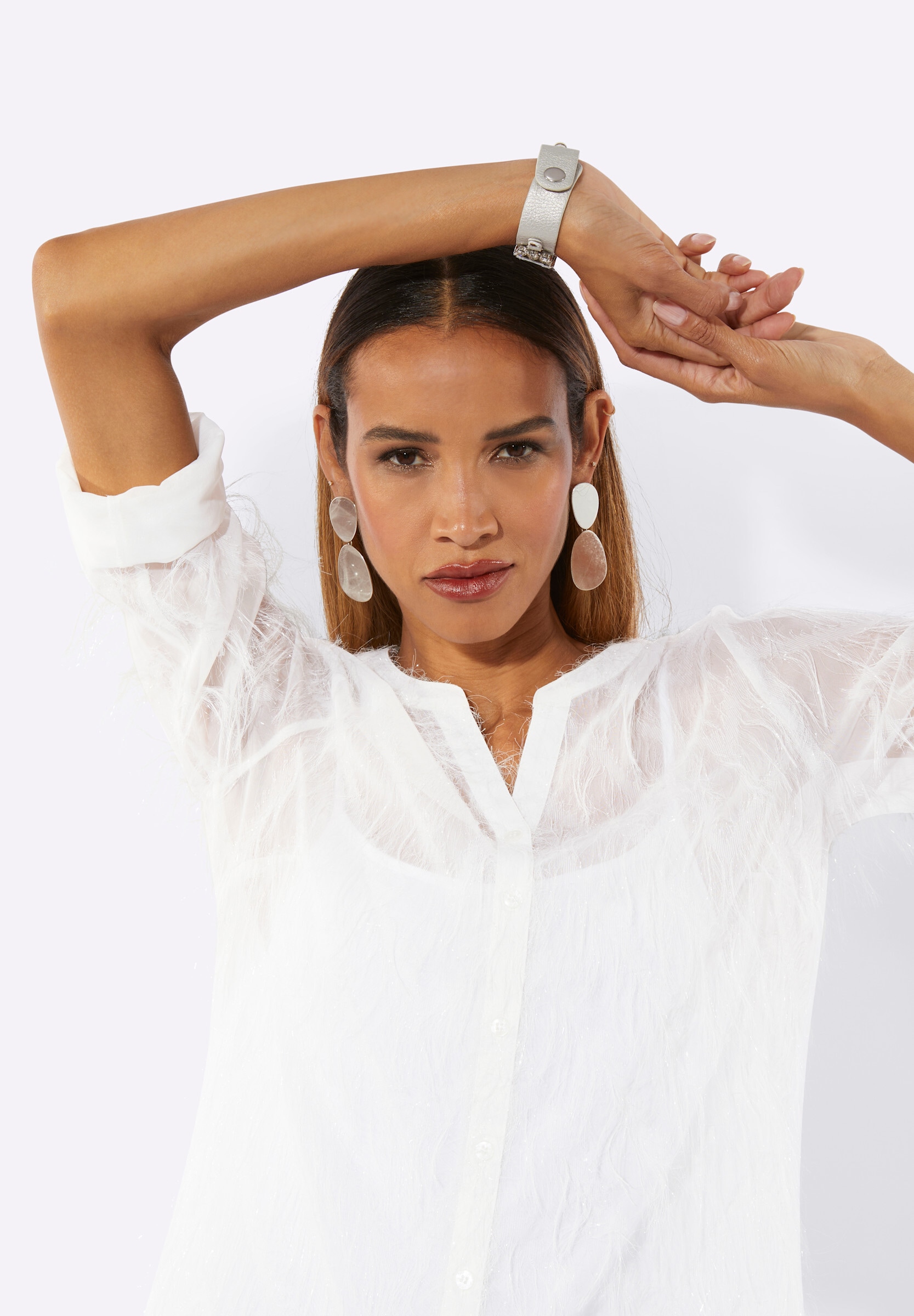 creation L Klassische Bluse »Bluse Langarmbluse mit Krempel-Ärmel«