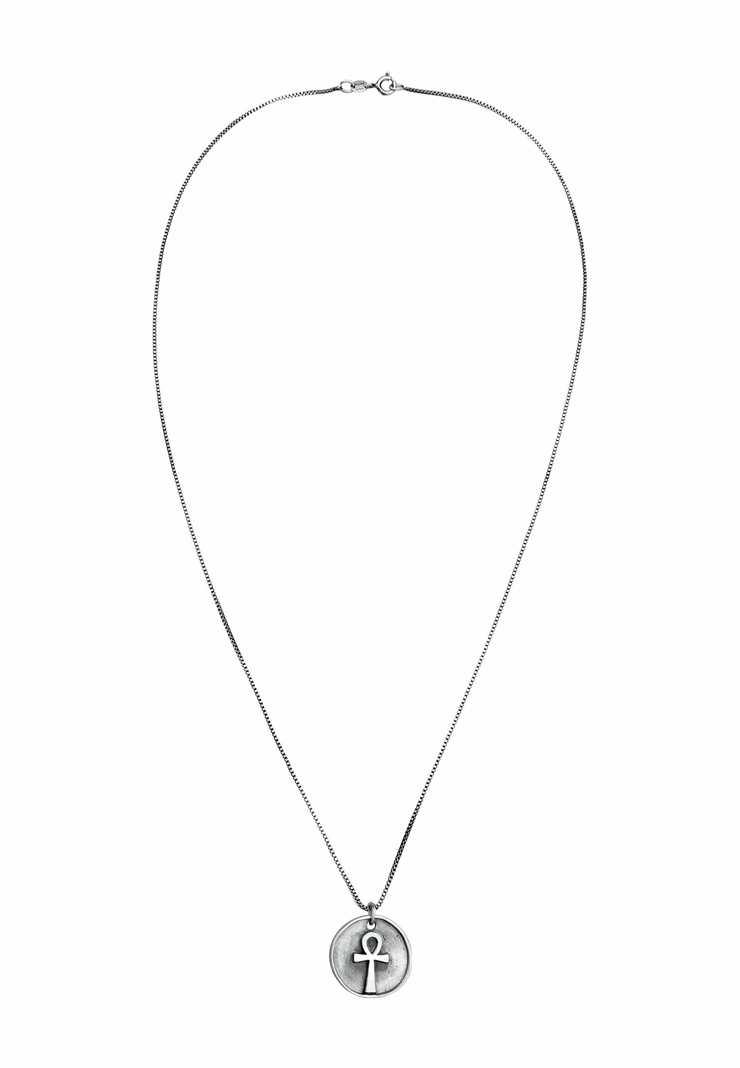 Kuzzoi Kette mit Anhänger »Halskette Herren Antike Münze Ankh Kreuz Henkelkreuz 925 Sterling Silber«